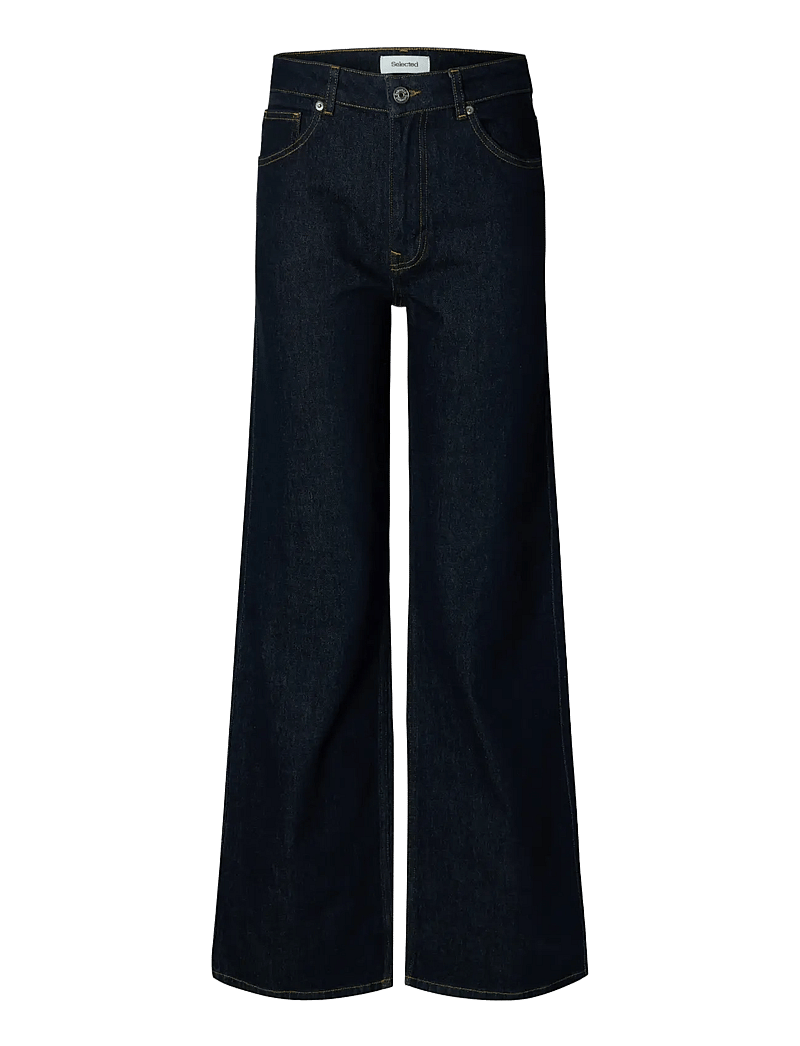 Selected - SLFWIDE BEA-KORI HW JEANS NOOS - hosen mit weitem bein - dark blue denim - 1