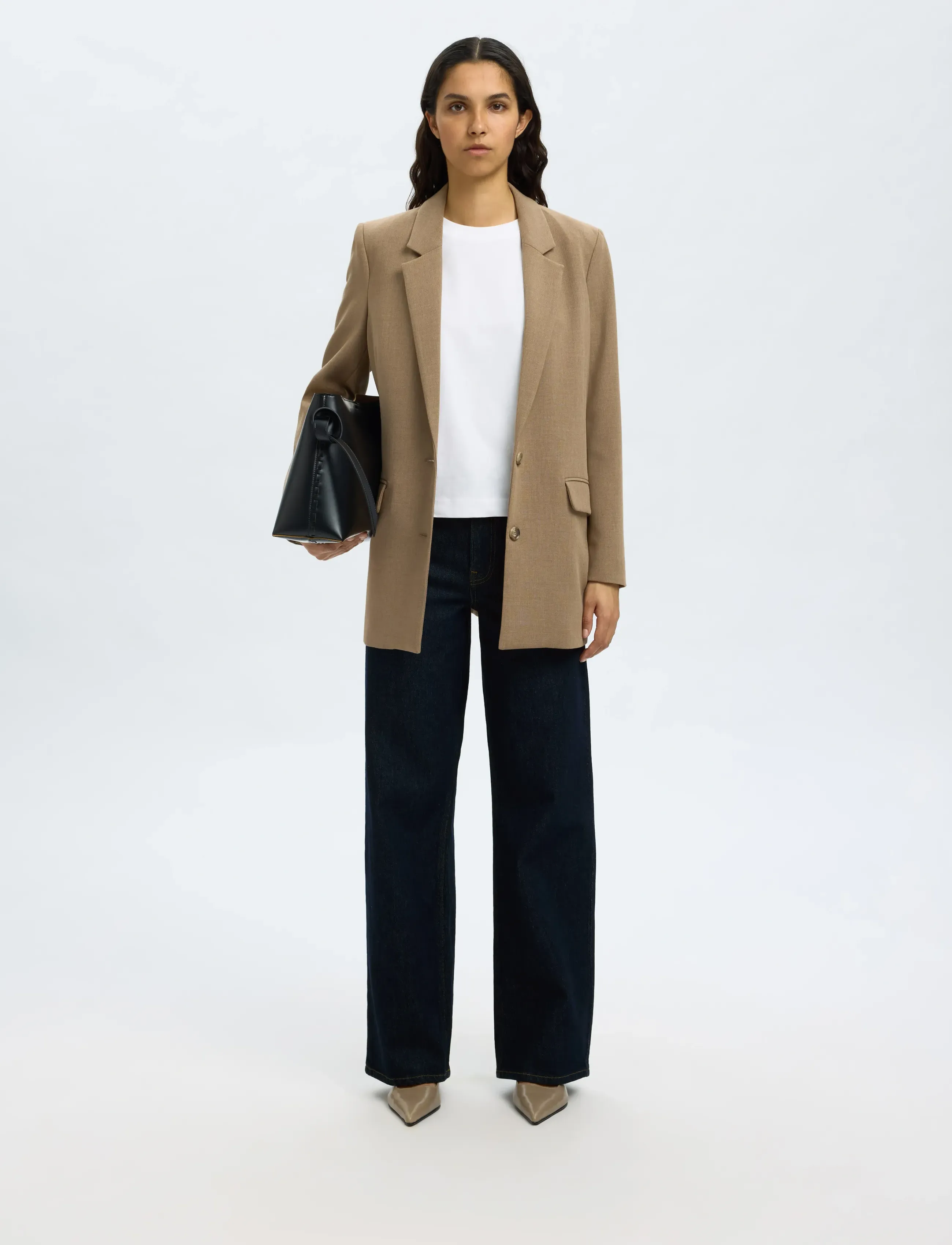 Selected - SLWWIDE BEA-KORI HW JEANS NOOS - brede jeans - dark blue denim - 3