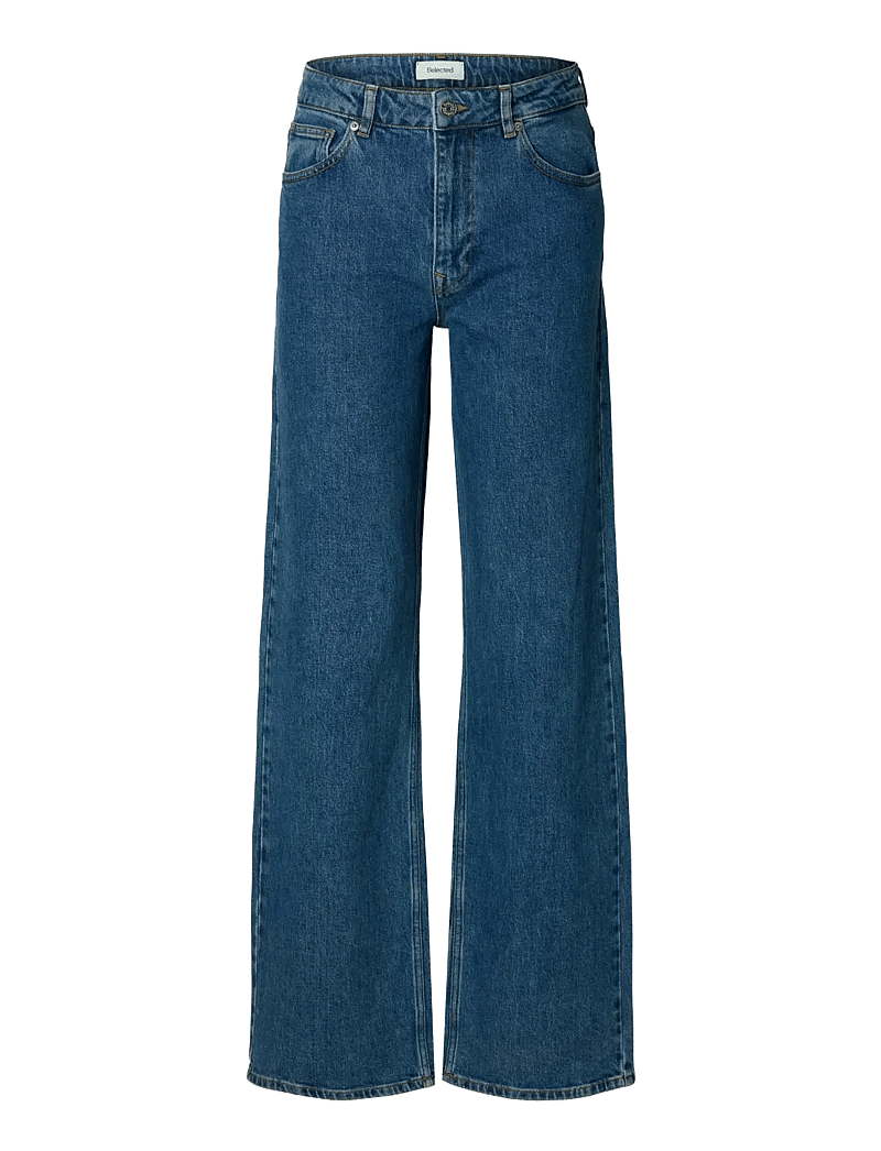 Selected - SLFWIDE BEA-KORI HW JEANS NOOS - hosen mit weitem bein - medium blue denim - 1