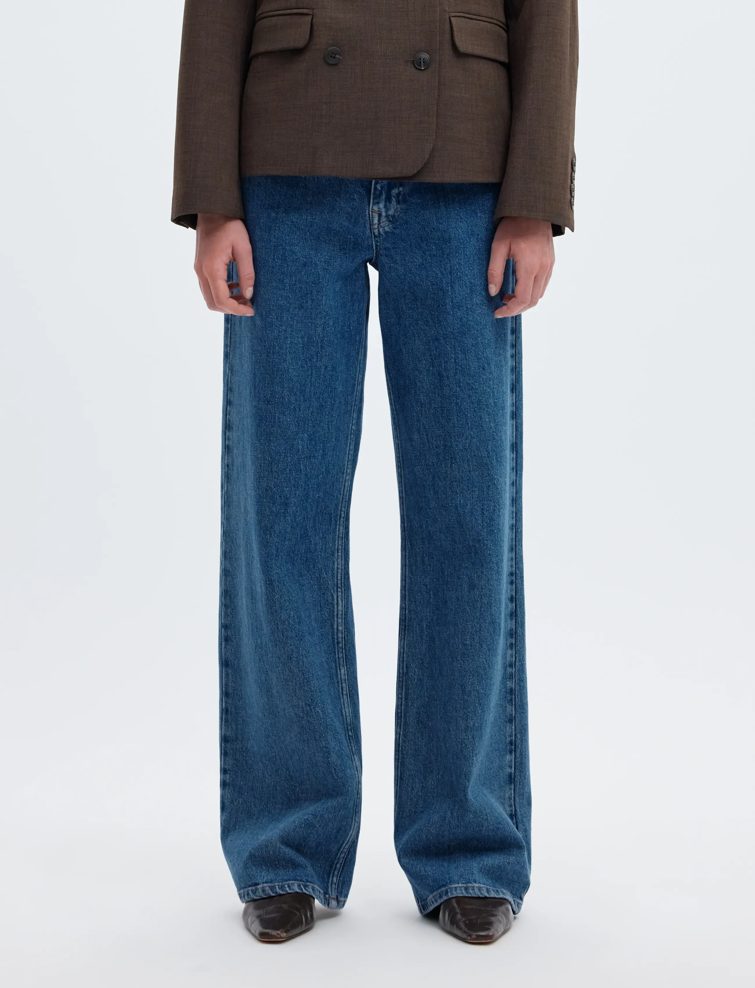 Selected SLWWIDE BEA-KORI HW JEANS NOOS - Laia säärega teksad - MEDIUM BLUE DENIM / blue