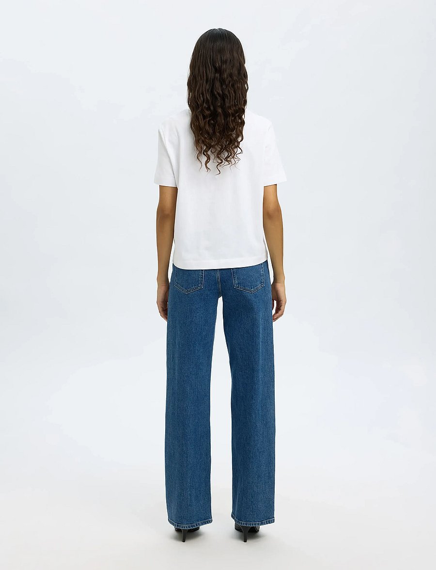 Selected - SLWWIDE BEA-KORI HW JEANS NOOS - pantalons larges - medium blue denim - 2
