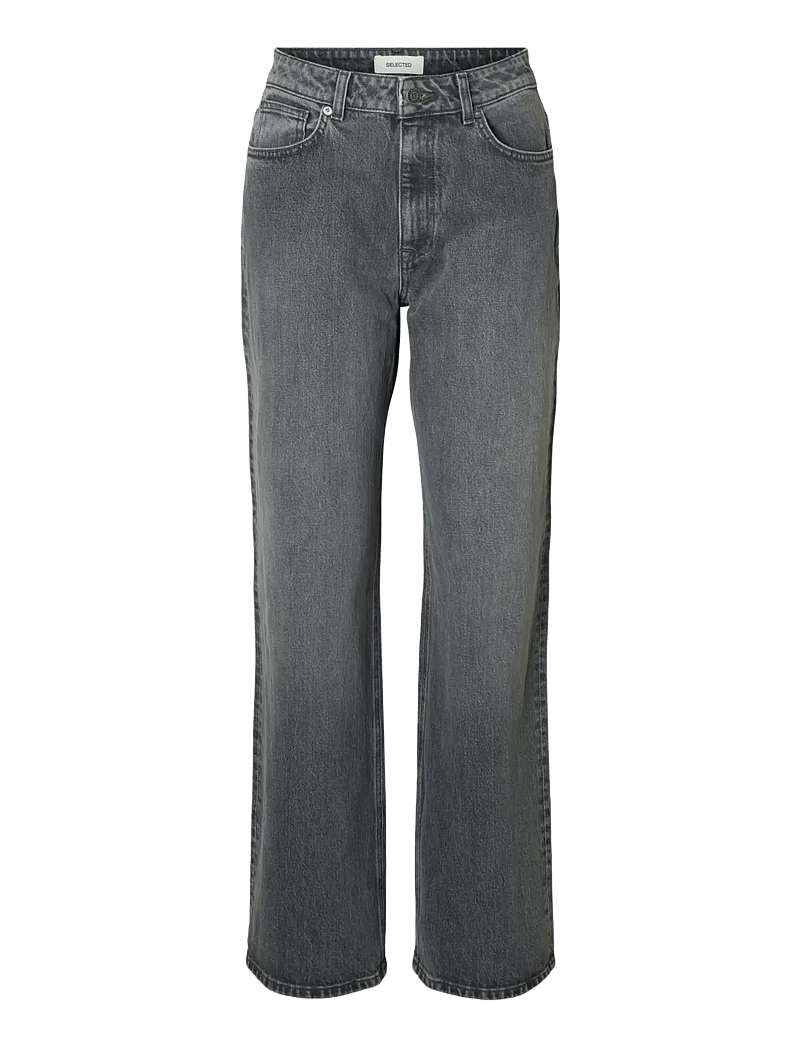 Selected - SLFWIDE BEA-KORI HW JEANS NOOS - hosen mit weitem bein - medium grey denim - 1