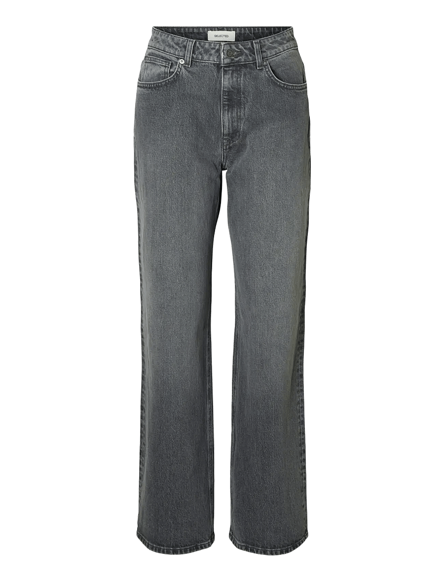 Selected - SLWWIDE BEA-KORI HW JEANS NOOS - hosen mit weitem bein - medium grey denim - 1