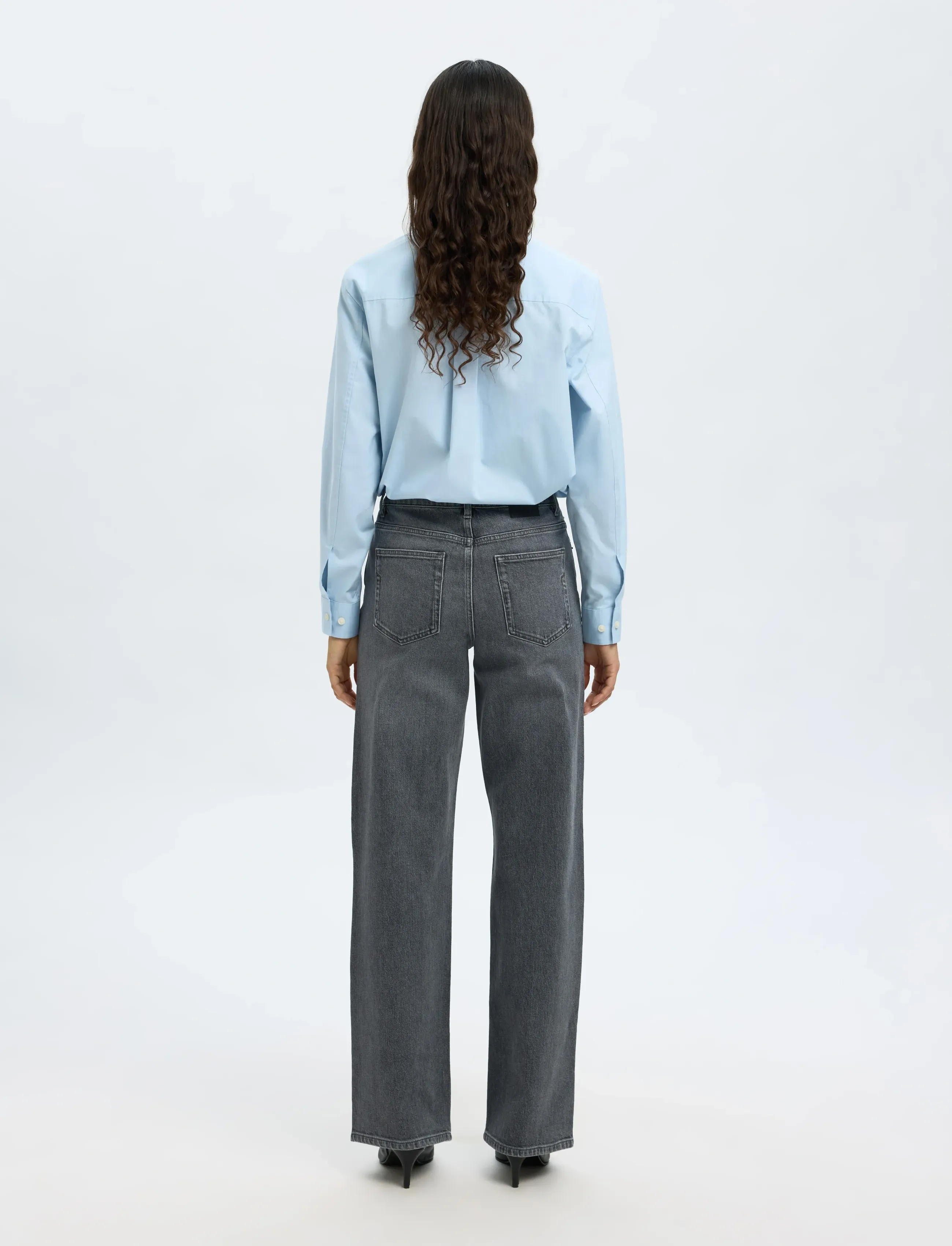 Selected - SLWWIDE BEA-KORI HW JEANS NOOS - brede jeans - medium grey denim - 2