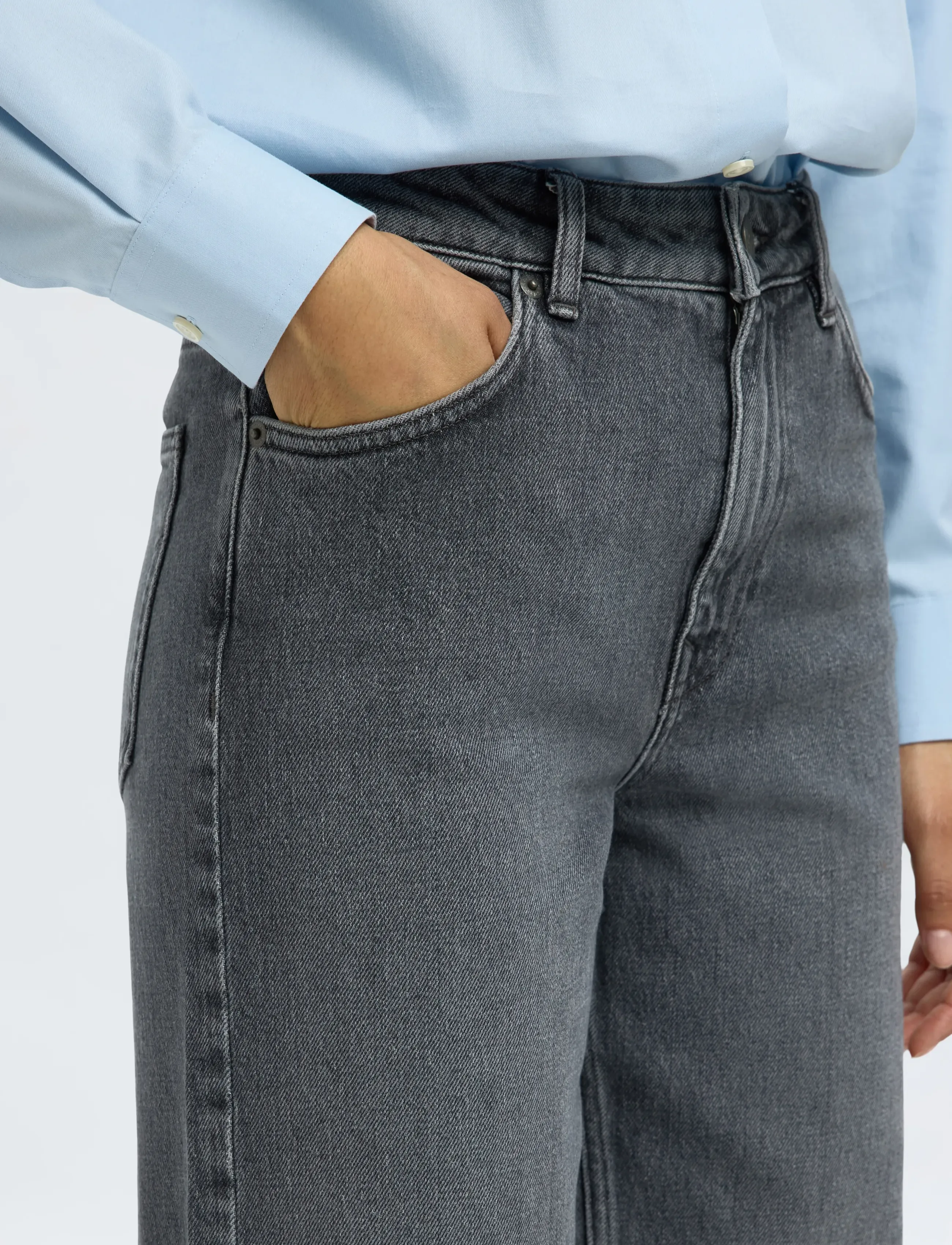 Selected - SLWWIDE BEA-KORI HW JEANS NOOS - brede jeans - medium grey denim - 3