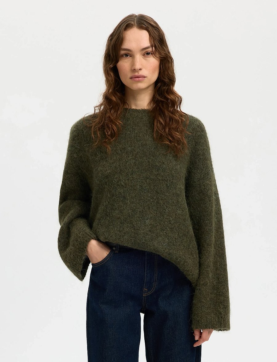 Selected - SLWGABRIELLA LS KNIT NEW O-NECK NOOS - pullover - deep depths - 0