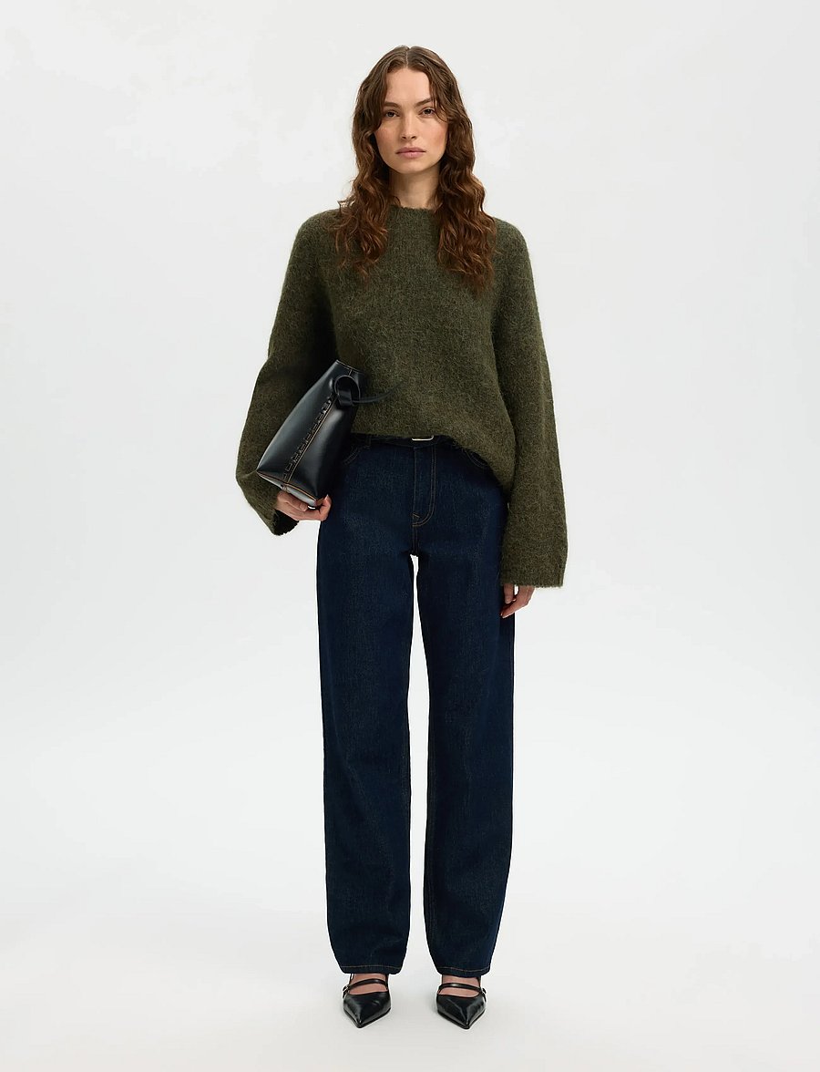 Selected - SLWGABRIELLA LS KNIT NEW O-NECK NOOS - pullover - deep depths - 4