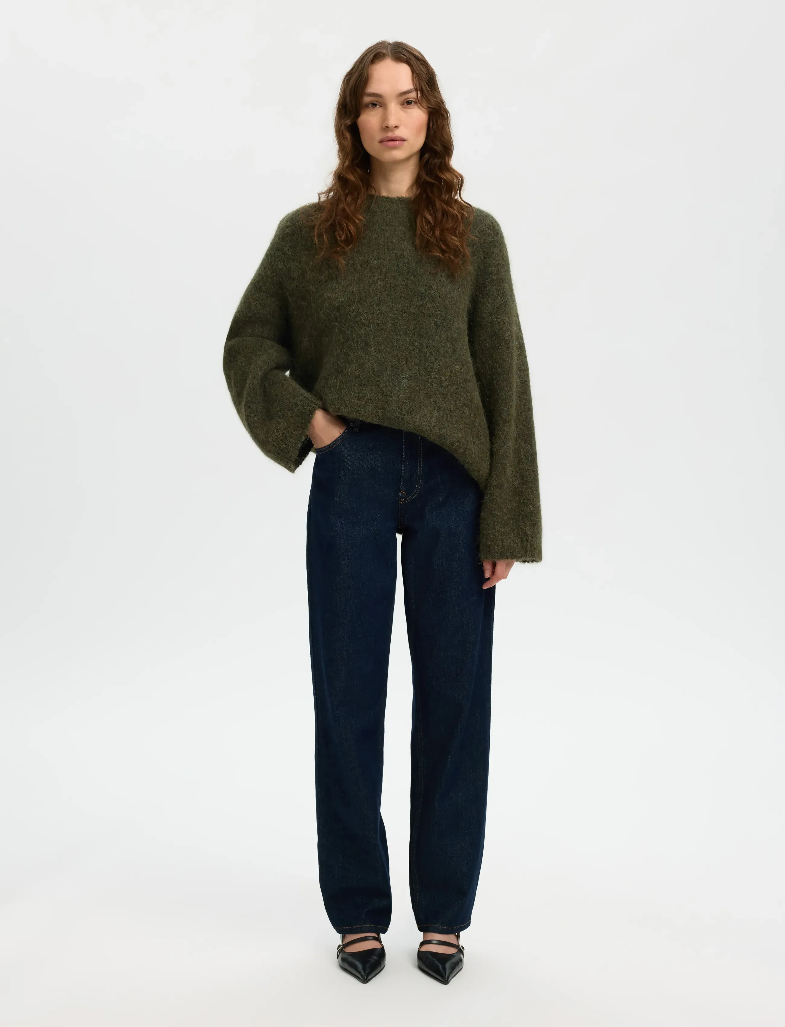 Selected - SLWGABRIELLA LS KNIT NEW O-NECK NOOS - pulls - deep depths - 5