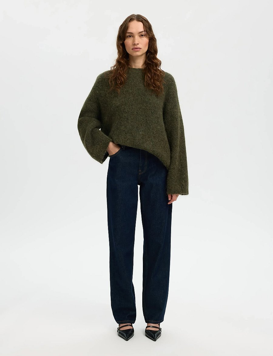Selected - SLWGABRIELLA LS KNIT NEW O-NECK NOOS - pullover - deep depths - 5