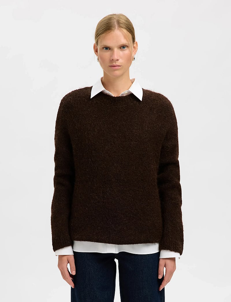 Selected - SLFGABRIELLA LS KNIT NEW O-NECK NOOS - stickade tröjor - delicioso - 0