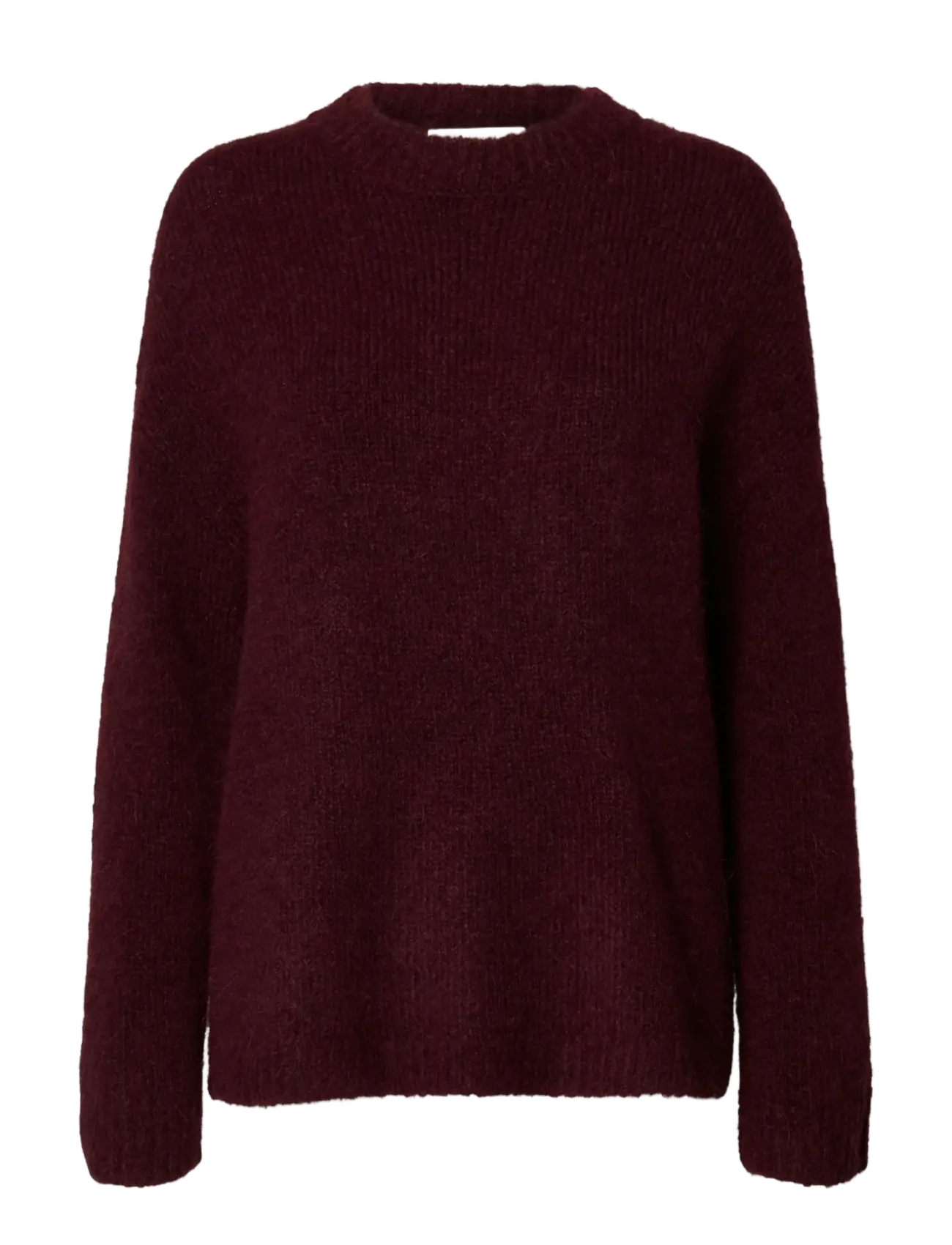 Selected SLFGABRIELLA LS KNIT NEW O-NECK NOOS - Pullover - FIG / burgundy