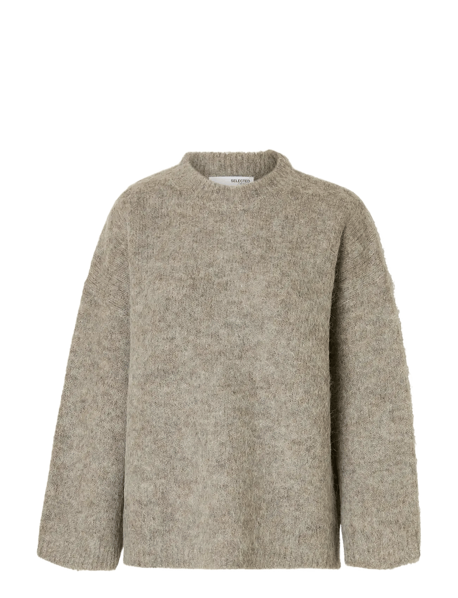 Selected - SLWGABRIELLA LS KNIT NEW O-NECK NOOS - pullover - steel gray - 1