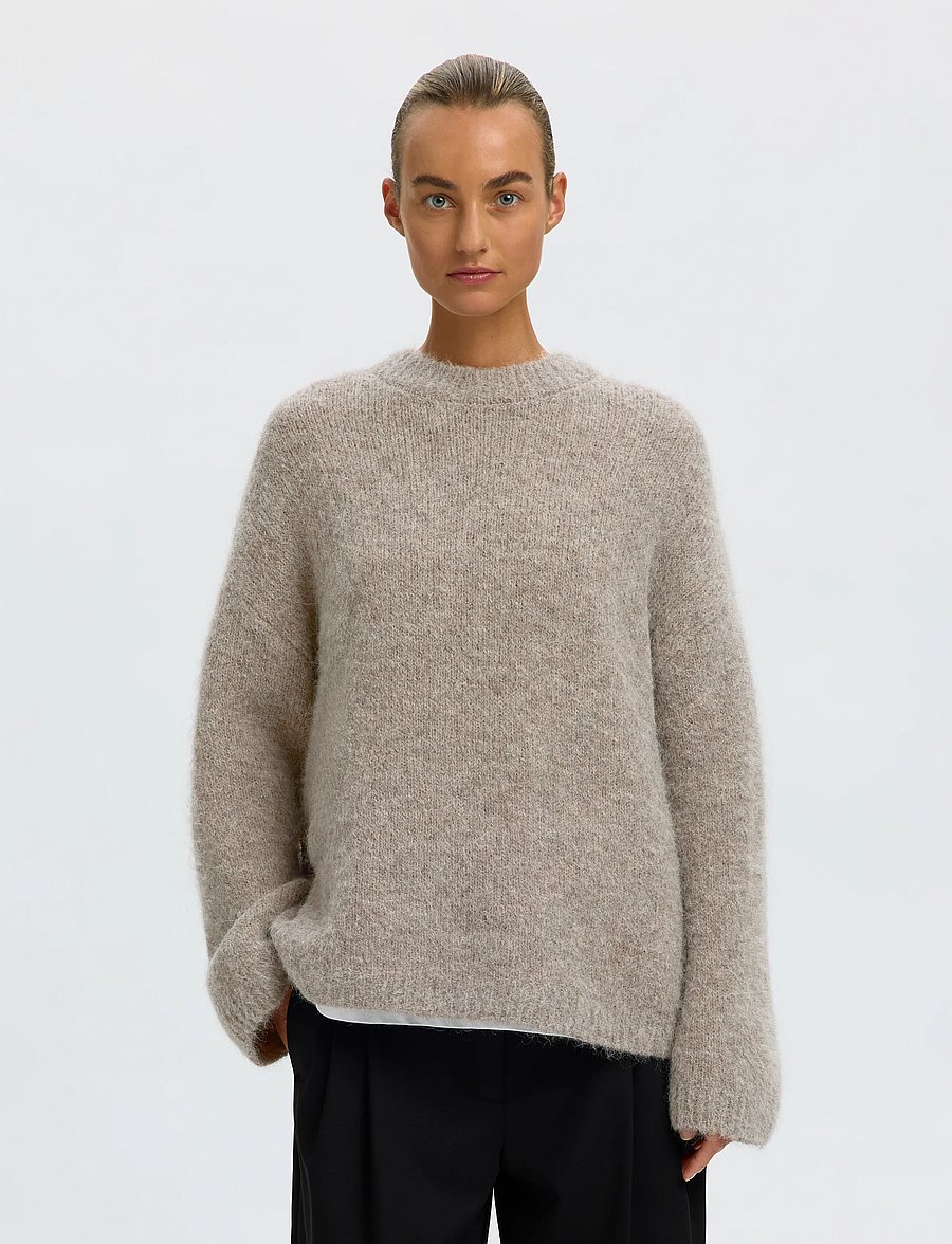 Selected - SLWGABRIELLA LS KNIT NEW O-NECK NOOS - pullover - steel gray - 0