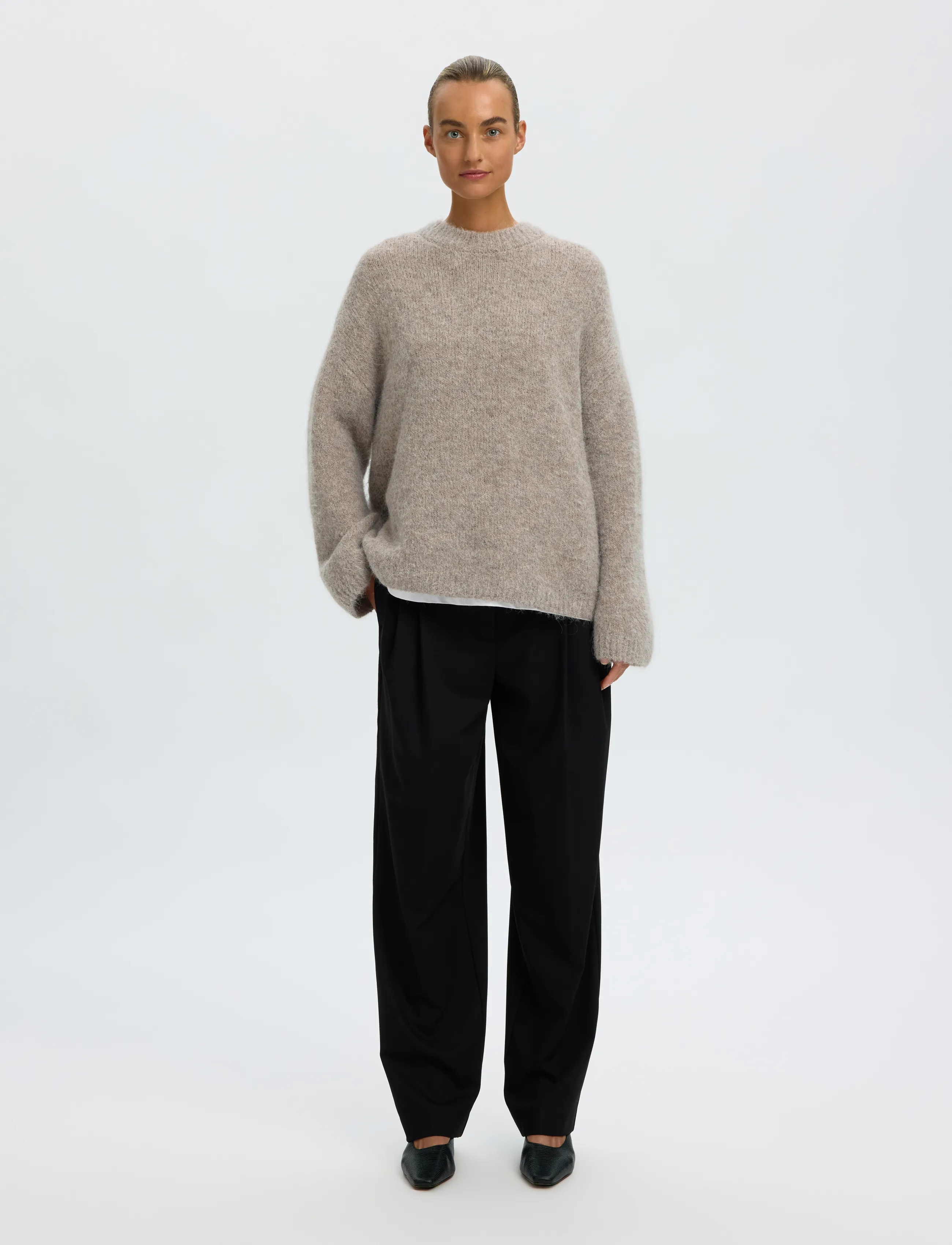 Selected - SLWGABRIELLA LS KNIT NEW O-NECK NOOS - pullover - steel gray - 3