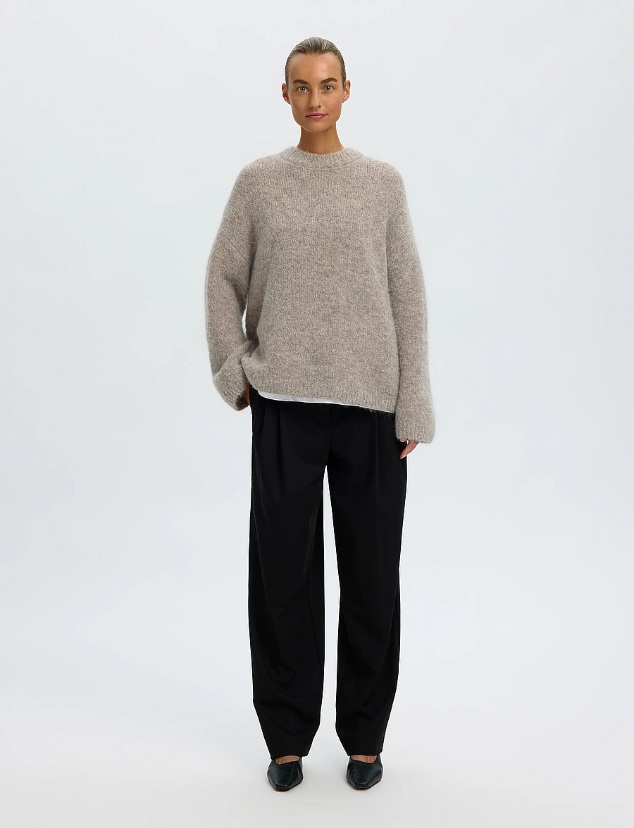Selected - SLWGABRIELLA LS KNIT NEW O-NECK NOOS - pullover - steel gray - 3