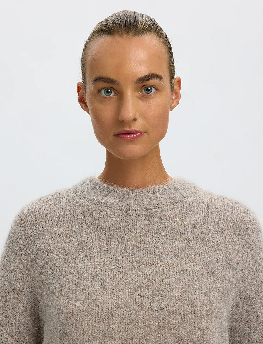 Selected - SLWGABRIELLA LS KNIT NEW O-NECK NOOS - pullover - steel gray - 4