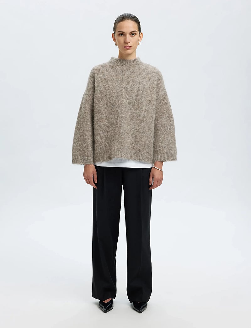Selected SLFLULU ROLL NECK - Pullover - medium grey/gris chiné Selected SLFLULU ROLL NECK - Pullover - medium grey/gris chiné