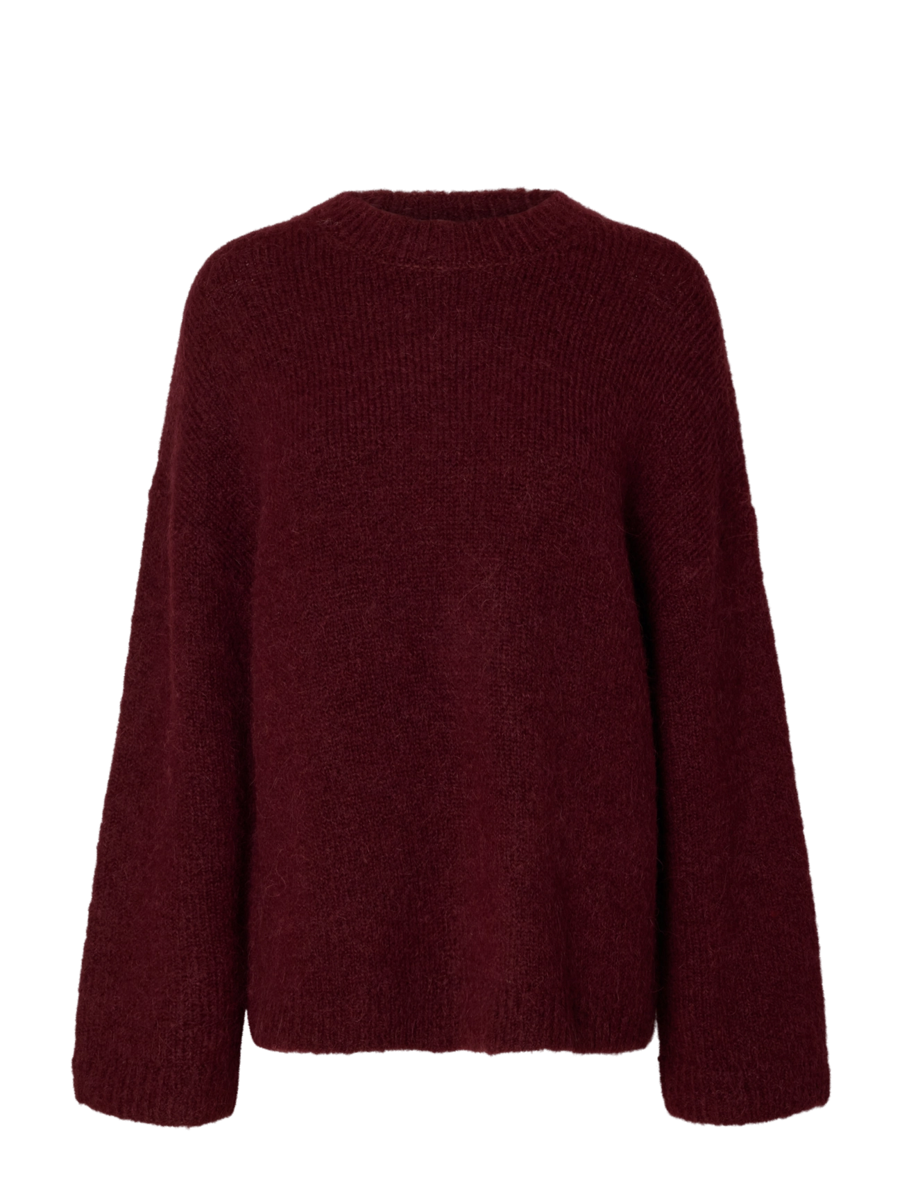 Selected SLWGABRIELLA LS KNIT NEW O-NECK NOOS - Strik - TAWNY PORT / burgundy