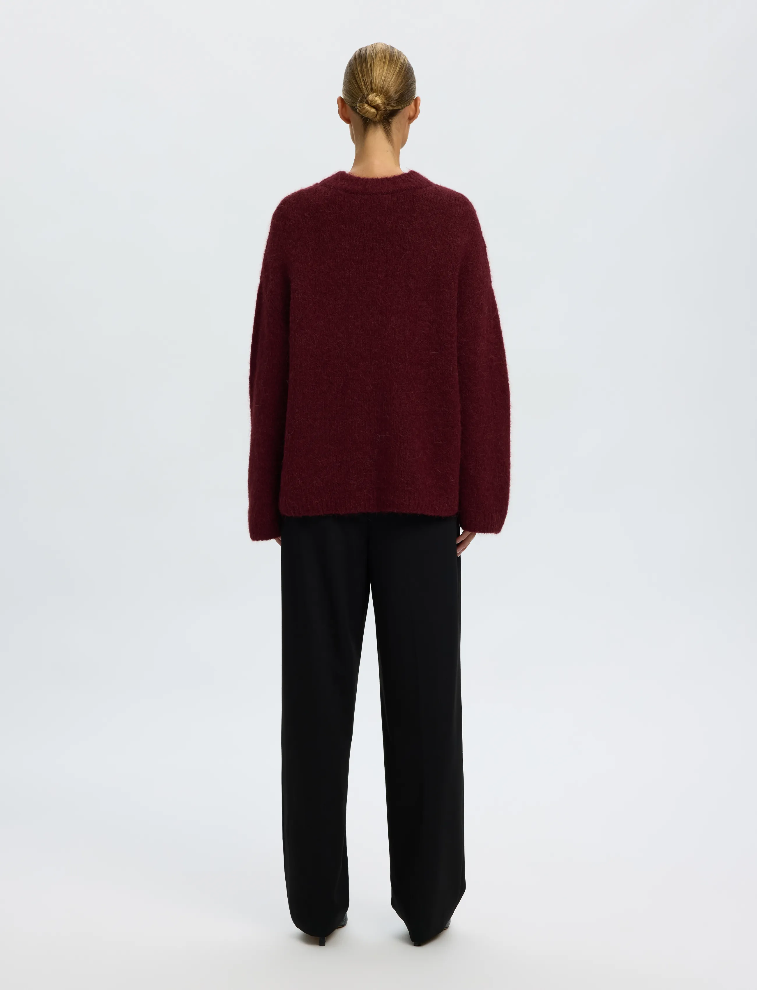 Selected - SLWGABRIELLA LS KNIT NEW O-NECK NOOS - striktrøjer - tawny port - 2