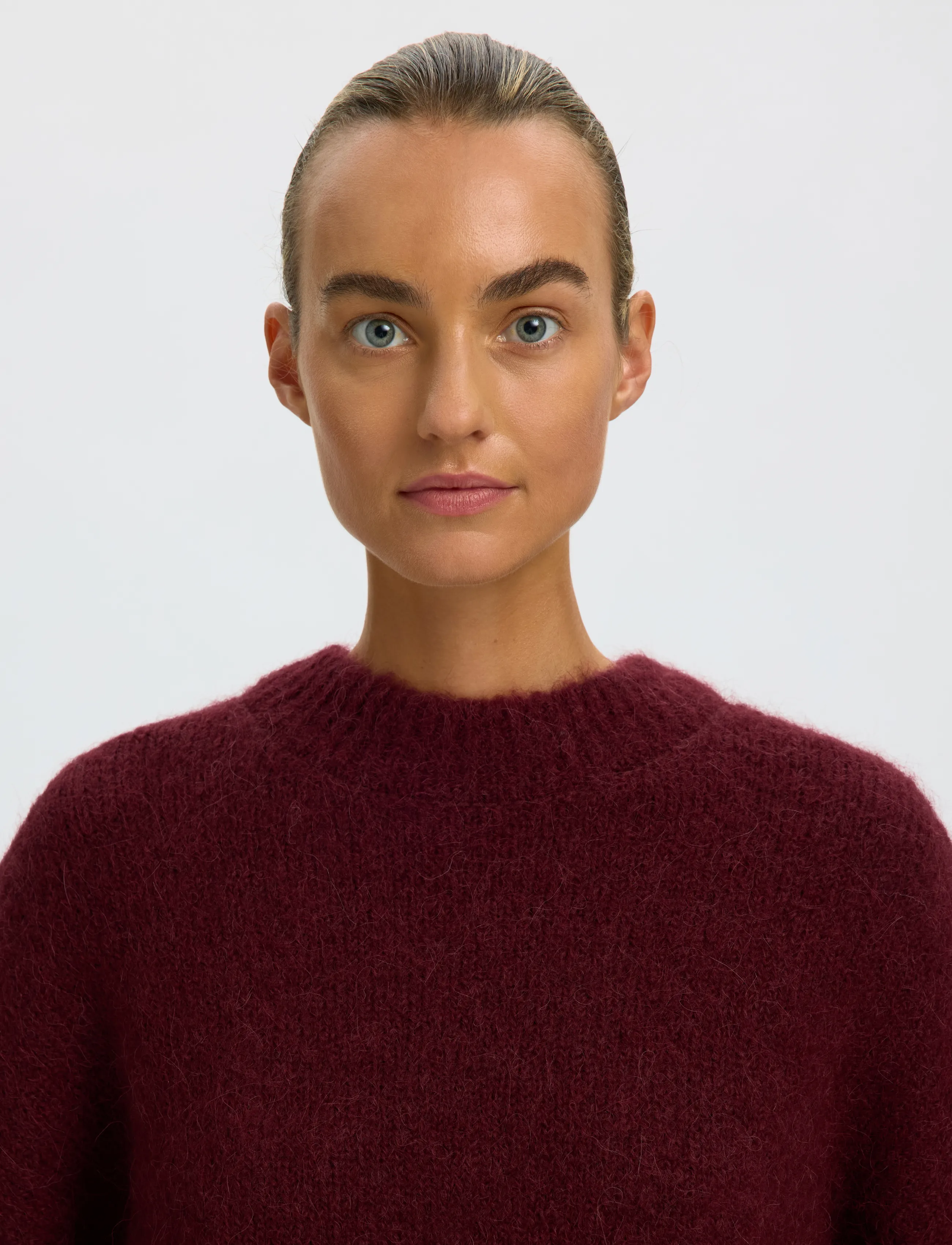 Selected - SLWGABRIELLA LS KNIT NEW O-NECK NOOS - striktrøjer - tawny port - 4