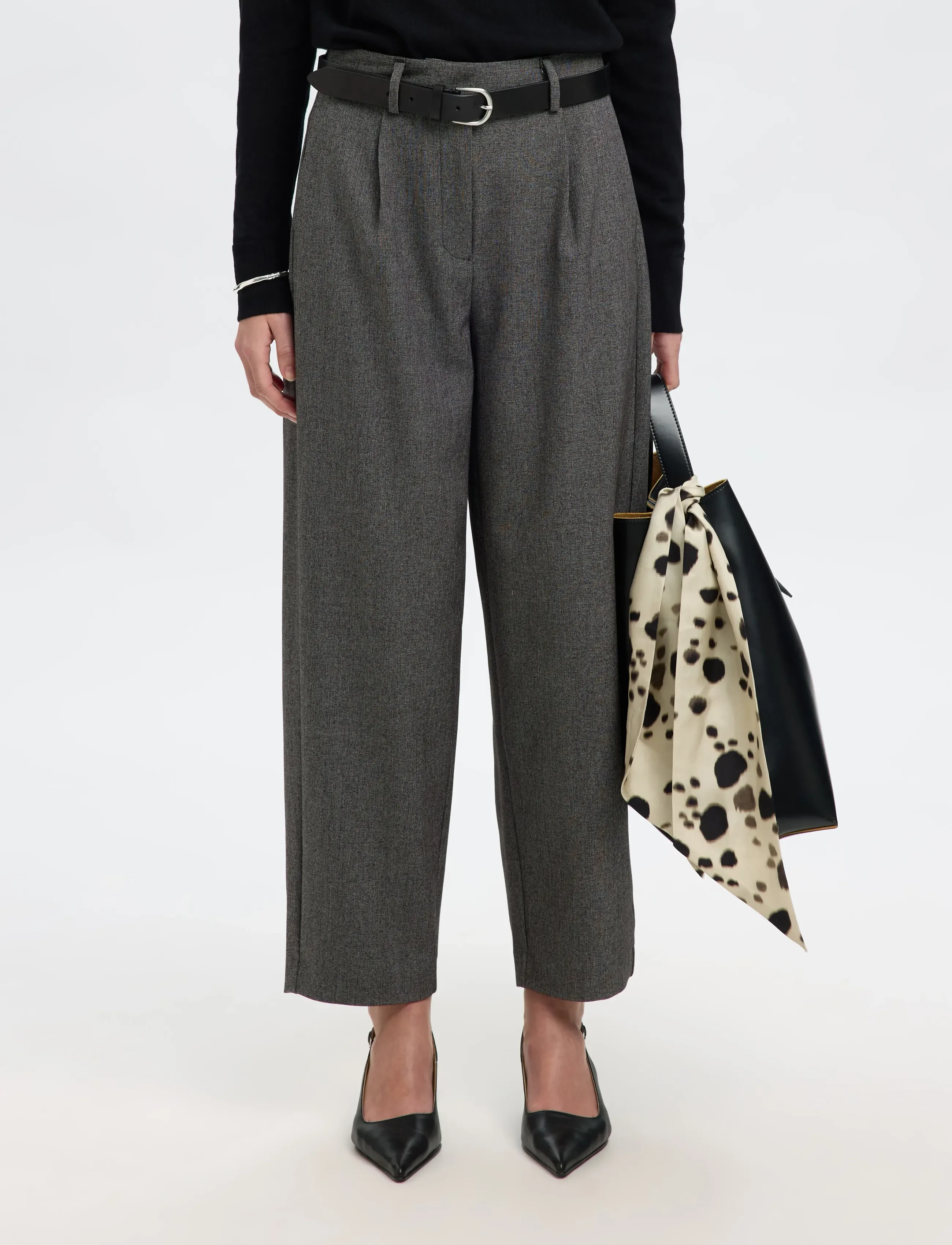 Selected SLFBARREL ALMA HW PANT NOOS - Tøj - BLACK / black