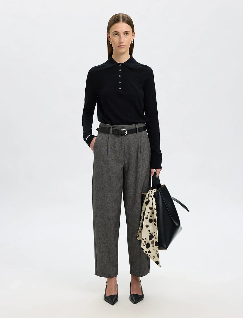 Selected - SLFBARREL ALMA HW PANT NOOS - formell - black - 4