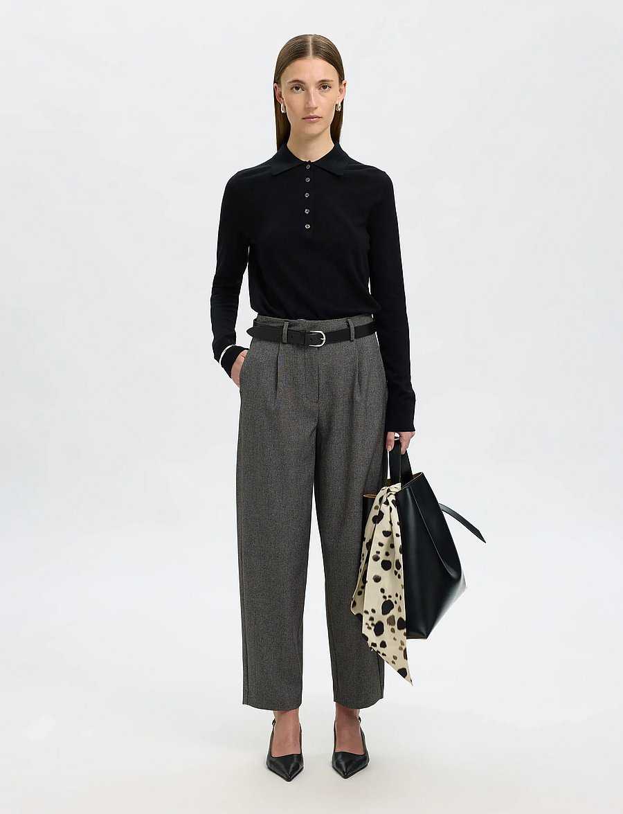 Selected - SLFBARREL ALMA HW PANT NOOS - habitbukser - black - 4