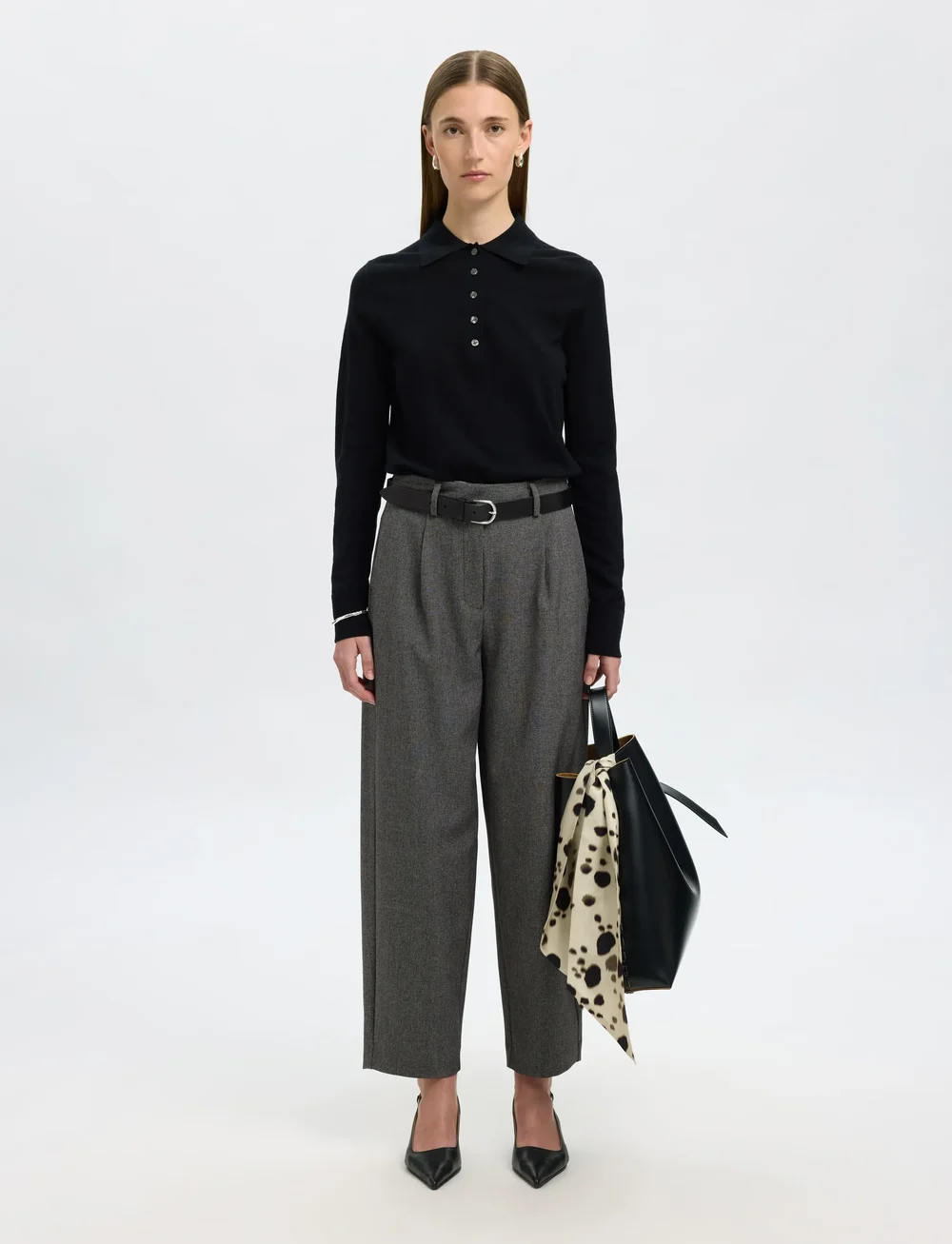 Selected - SLFBARREL ALMA HW PANT NOOS - kostymbyxor - black - 5