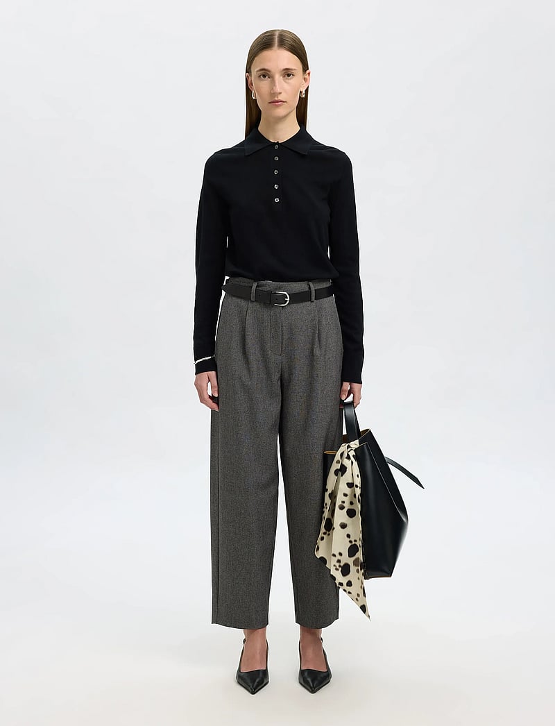 Selected - SLFBARREL ALMA HW PANT NOOS - formell - black - 5