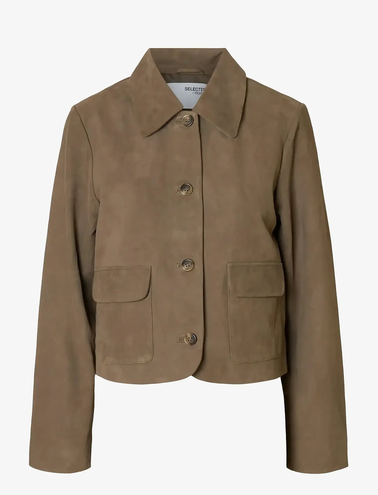 Selected - SLWKAYA SUEDE JACKET NOOS - læderjakker - fungi - 1