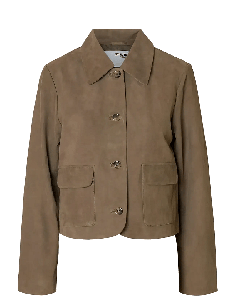Selected - SLWKAYA SUEDE JACKET NOOS - lederjacken - fungi - 1