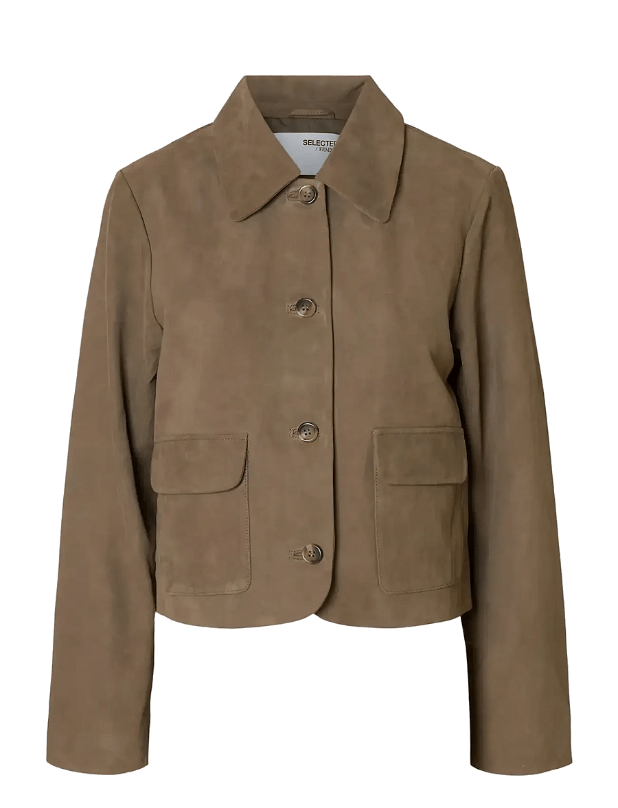 Selected - SLFKAYA SUEDE JACKET NOOS - frühlingsjacken - fungi - 1