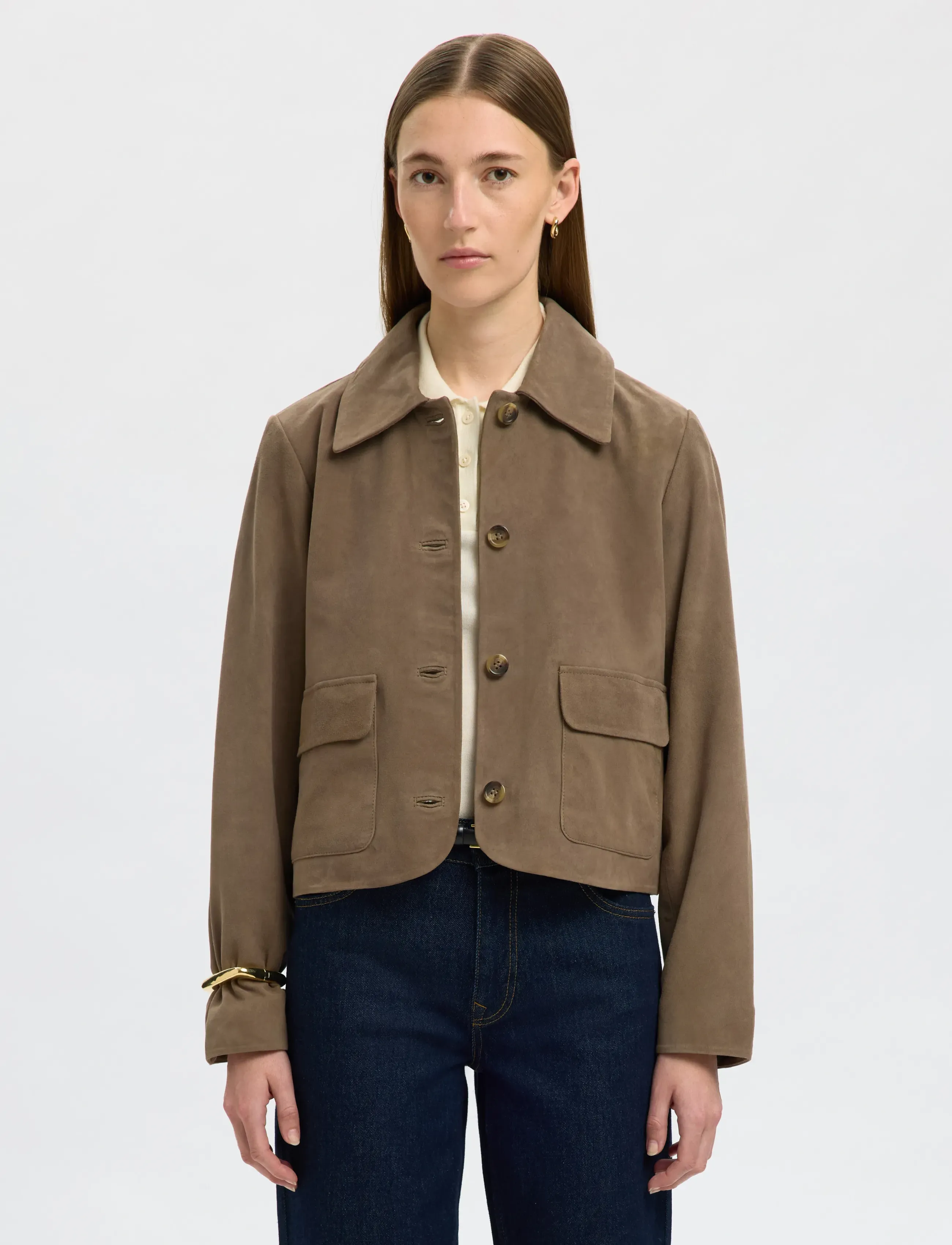 Selected SLFKAYA SUEDE JACKET NOOS - Jackets & Coats - FUNGI / brown