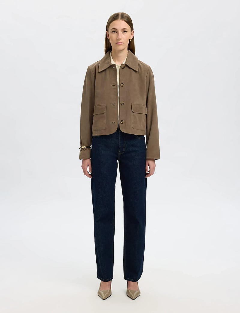 Selected - SLWKAYA SUEDE JACKET NOOS - lederjacken - fungi - 3