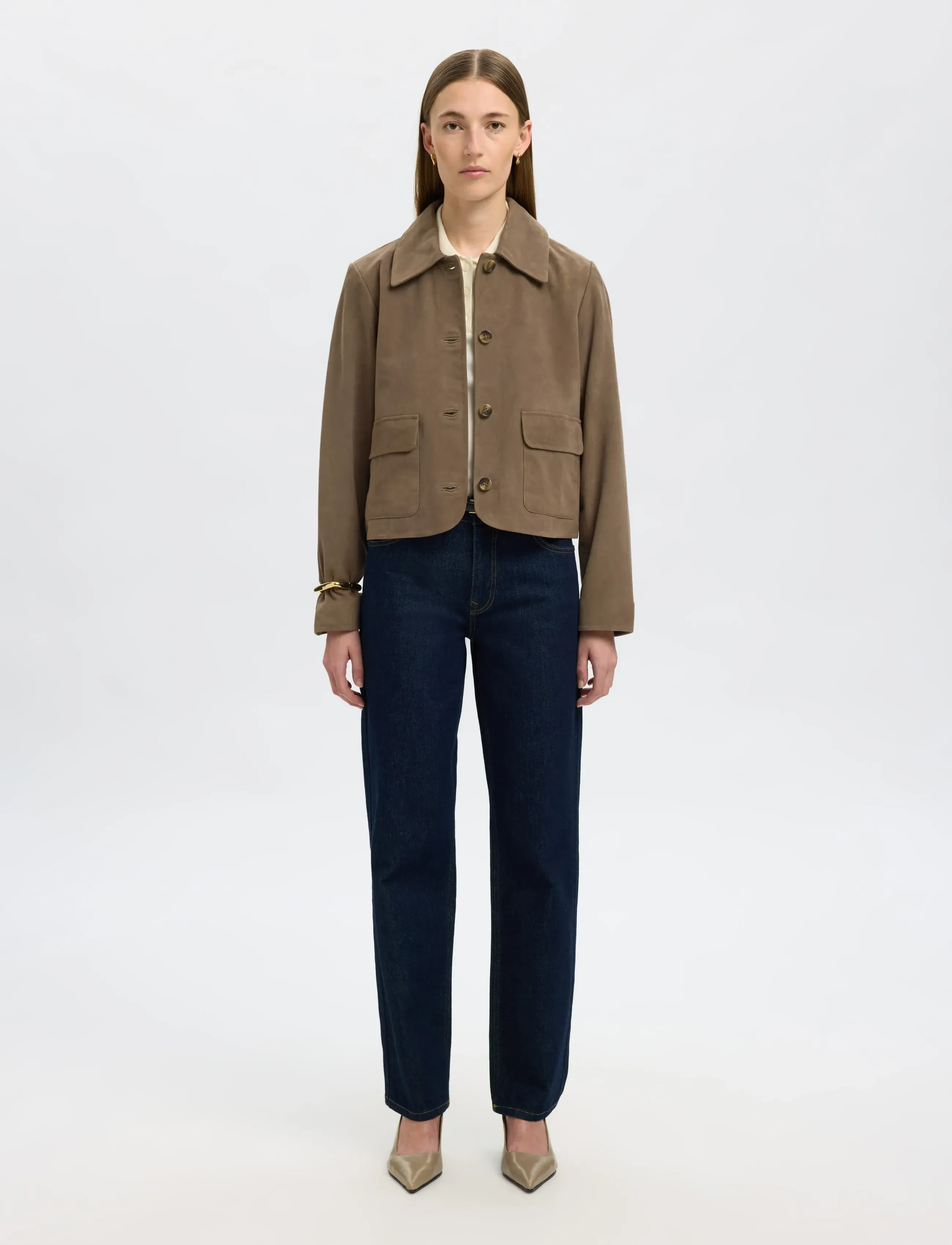 Selected - SLFKAYA SUEDE JACKET NOOS - frühlingsjacken - fungi - 3