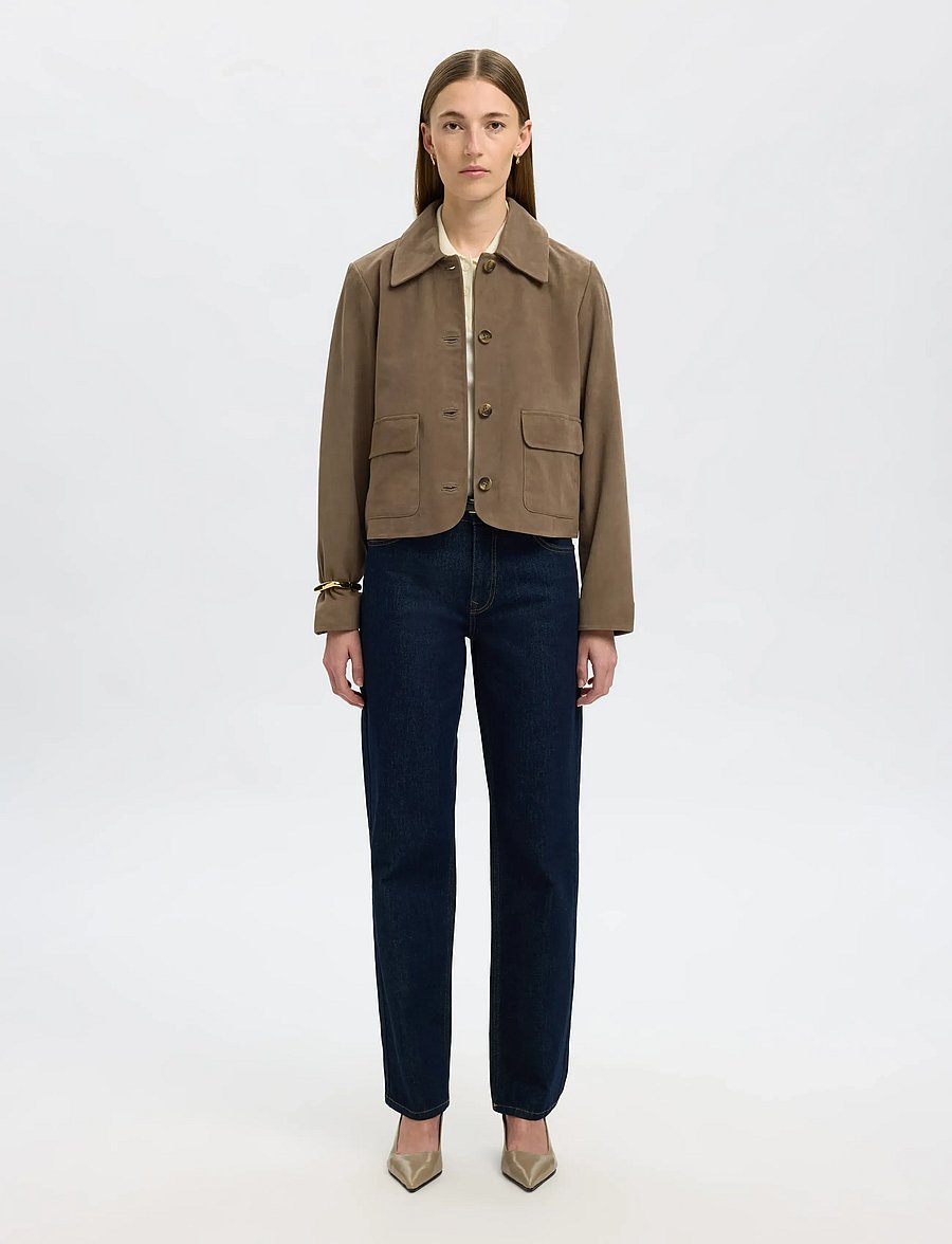 Selected - SLFKAYA SUEDE JACKET NOOS - frühlingsjacken - fungi - 3