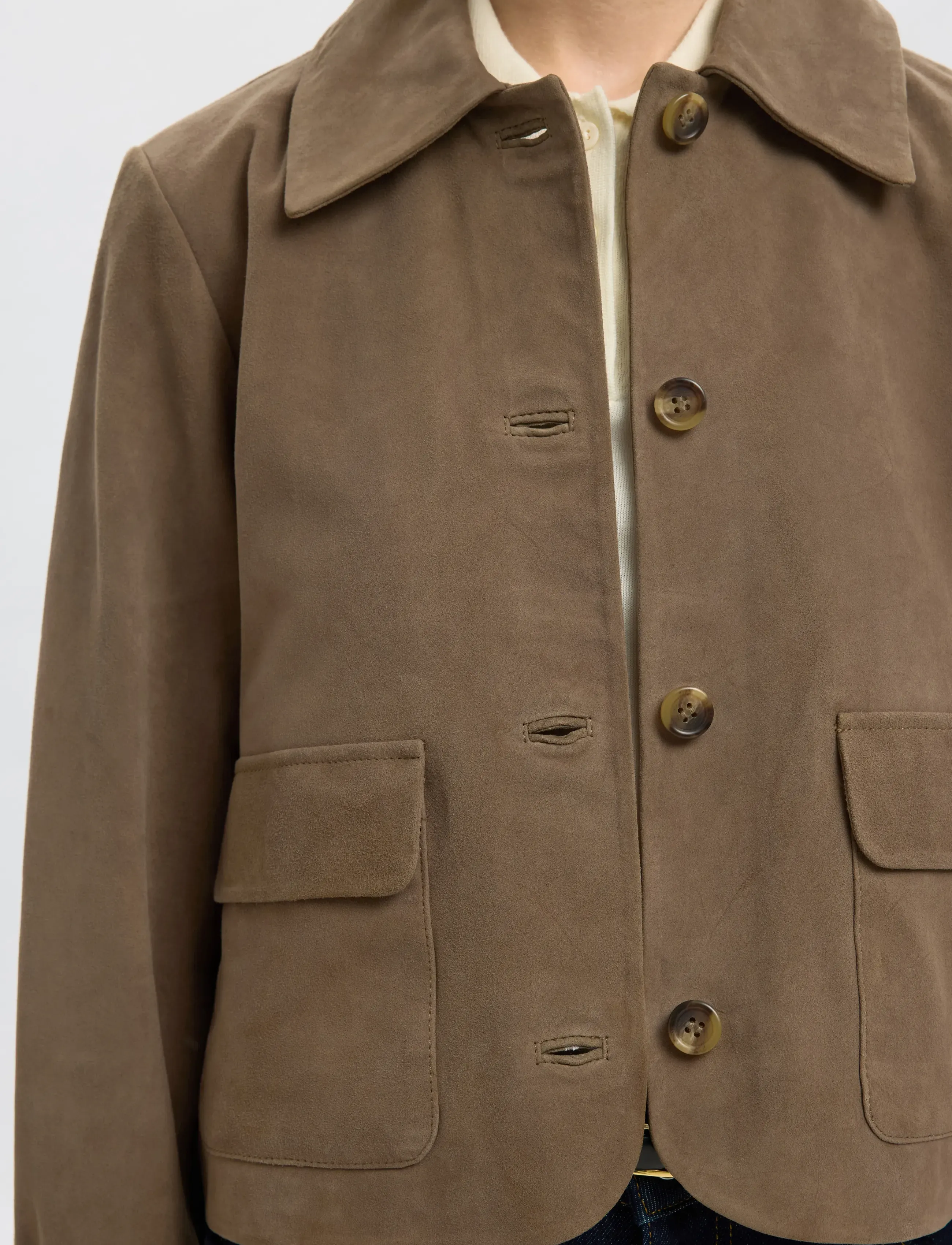 Selected - SLFKAYA SUEDE JACKET NOOS - frühlingsjacken - fungi - 4