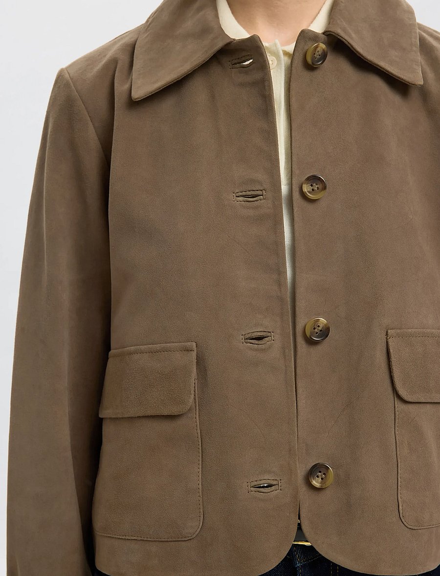 Selected - SLFKAYA SUEDE JACKET NOOS - frühlingsjacken - fungi - 4