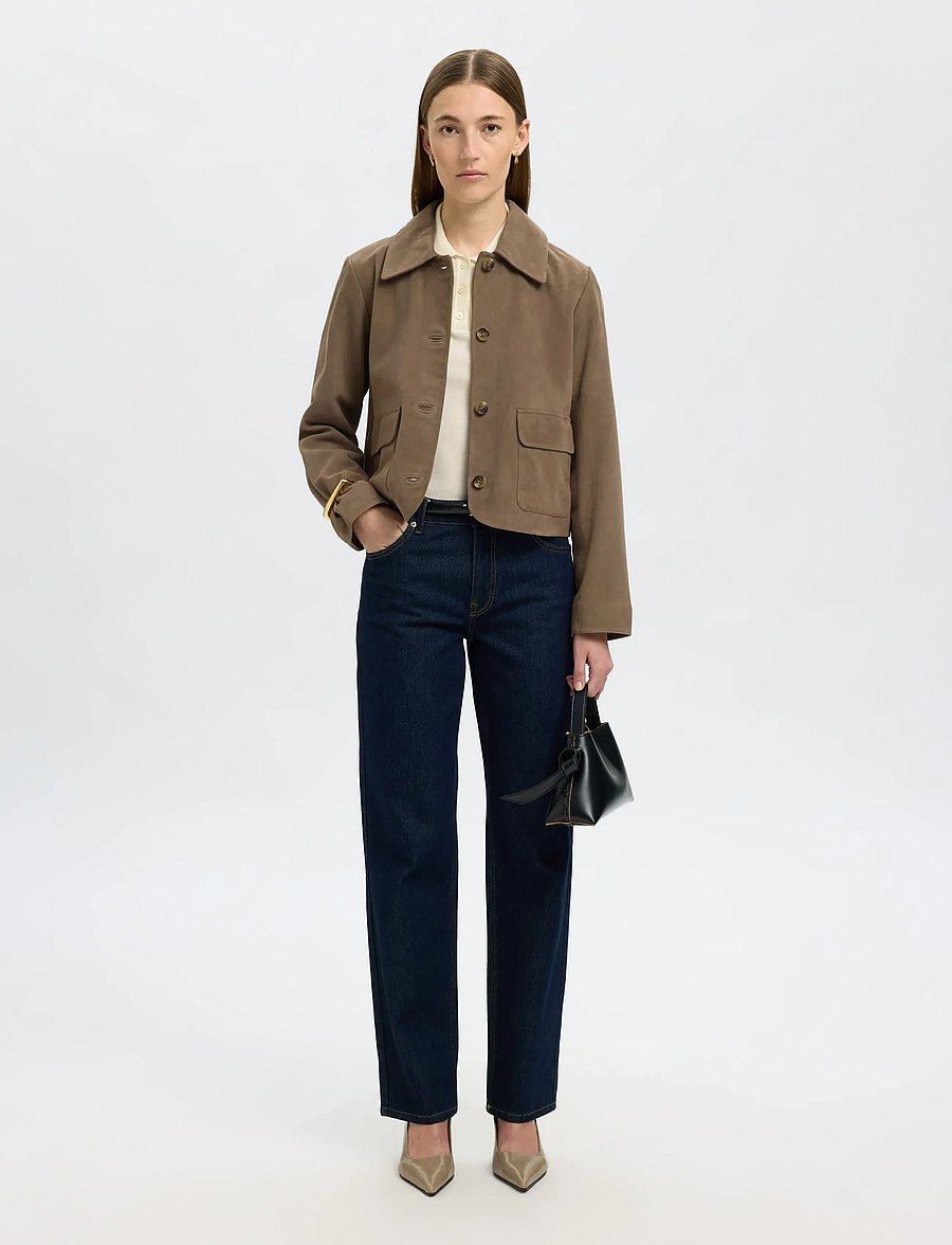 Selected - SLFKAYA SUEDE JACKET NOOS - frühlingsjacken - fungi - 5