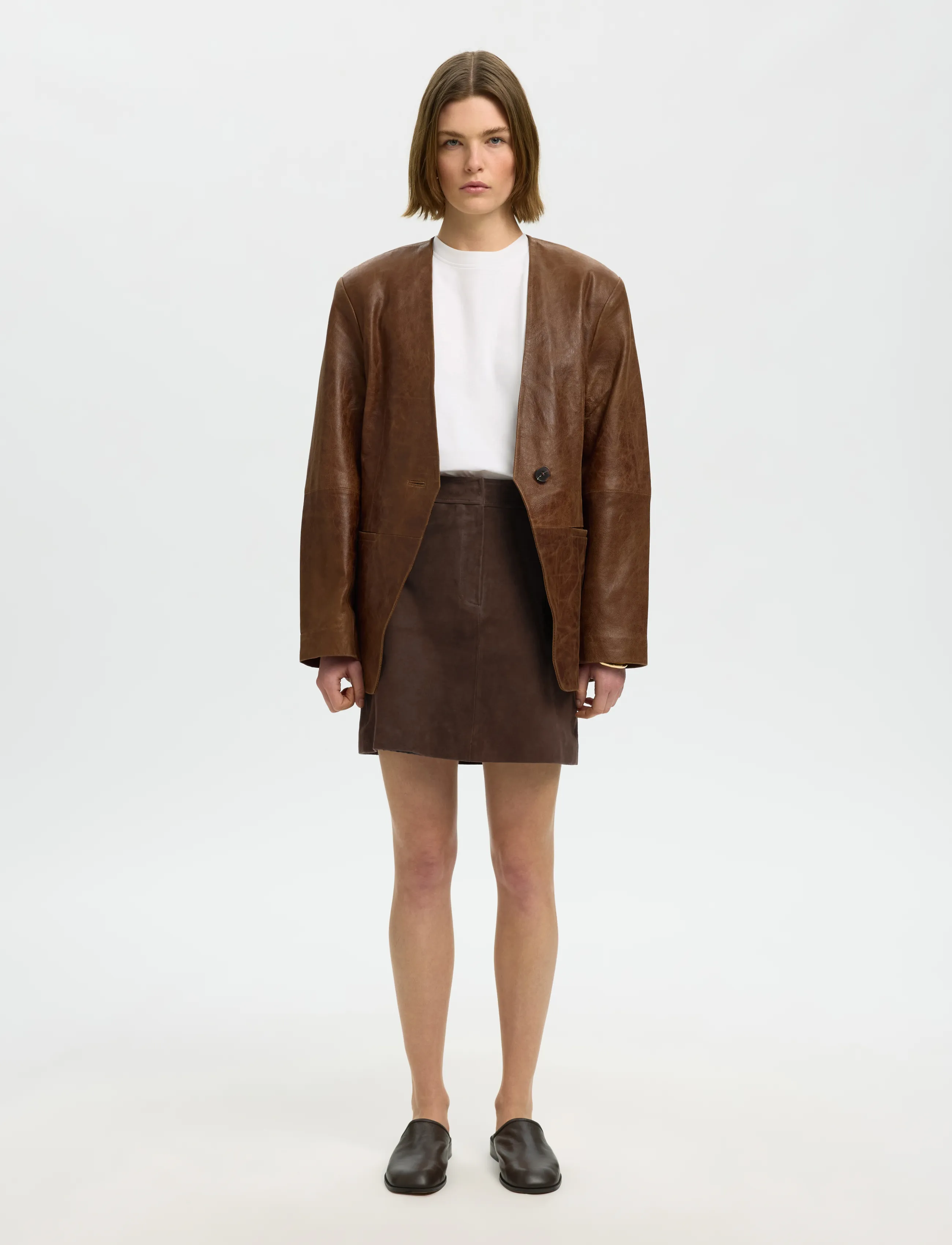 Selected - SLWKAYA MW SUEDE SKIRT NOOS - kurze röcke - delicioso - 3