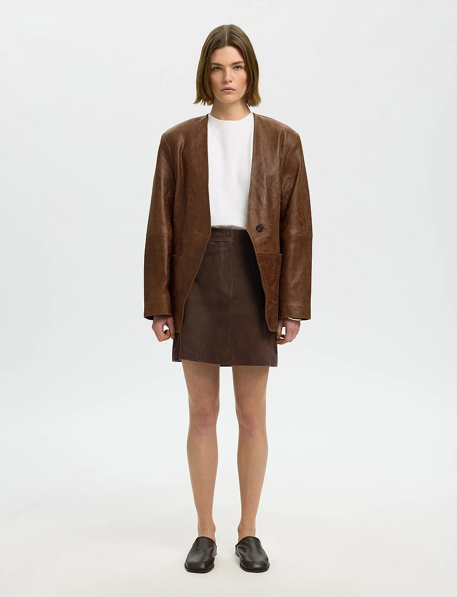 Selected - SLWKAYA MW SUEDE SKIRT NOOS - kurze röcke - delicioso - 3