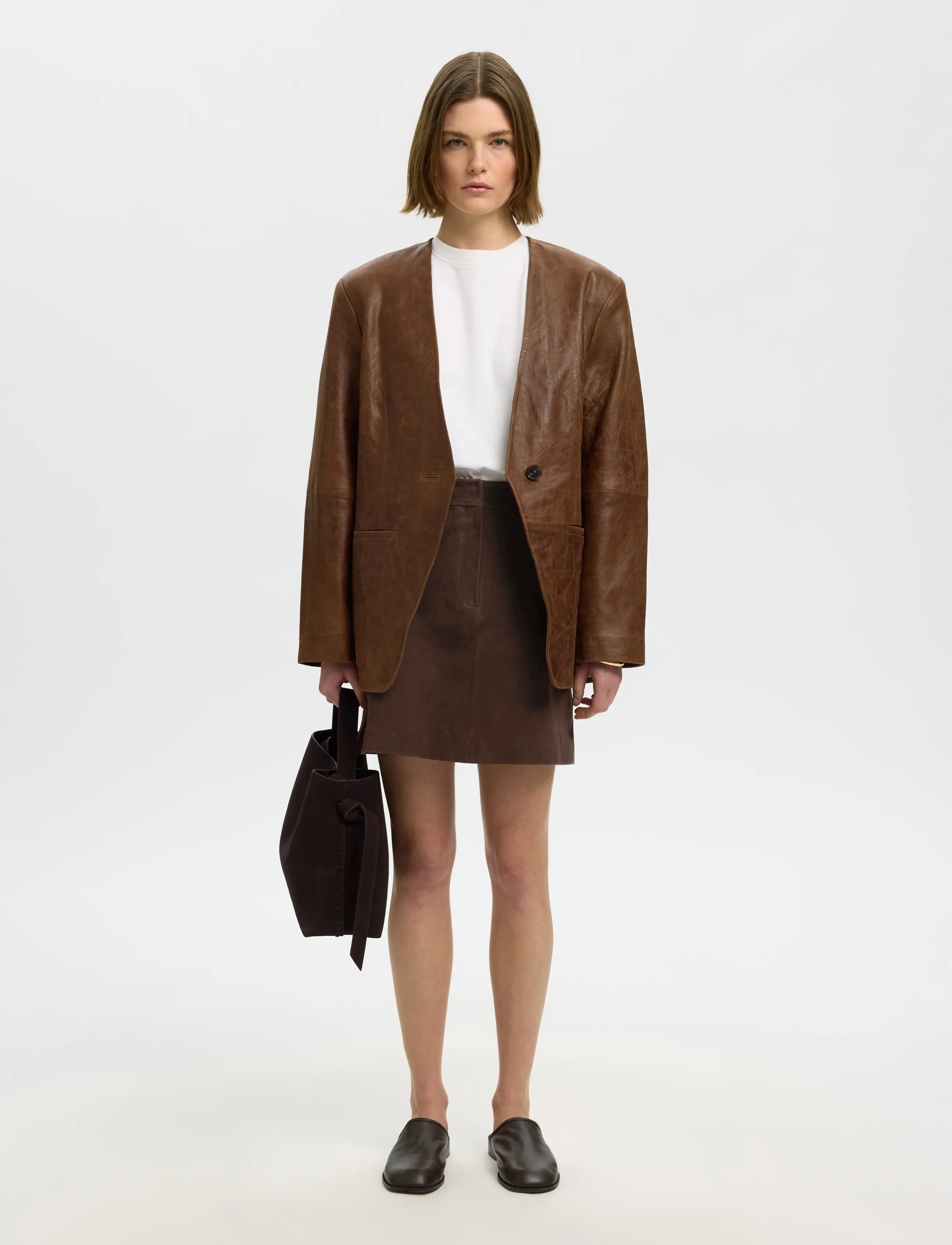 Selected - SLWKAYA MW SUEDE SKIRT NOOS - kurze röcke - delicioso - 5