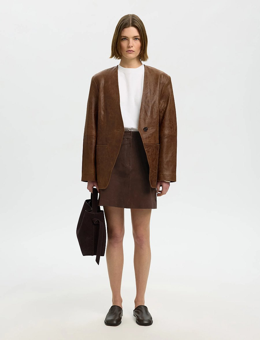 Selected - SLWKAYA MW SUEDE SKIRT NOOS - kurze röcke - delicioso - 5