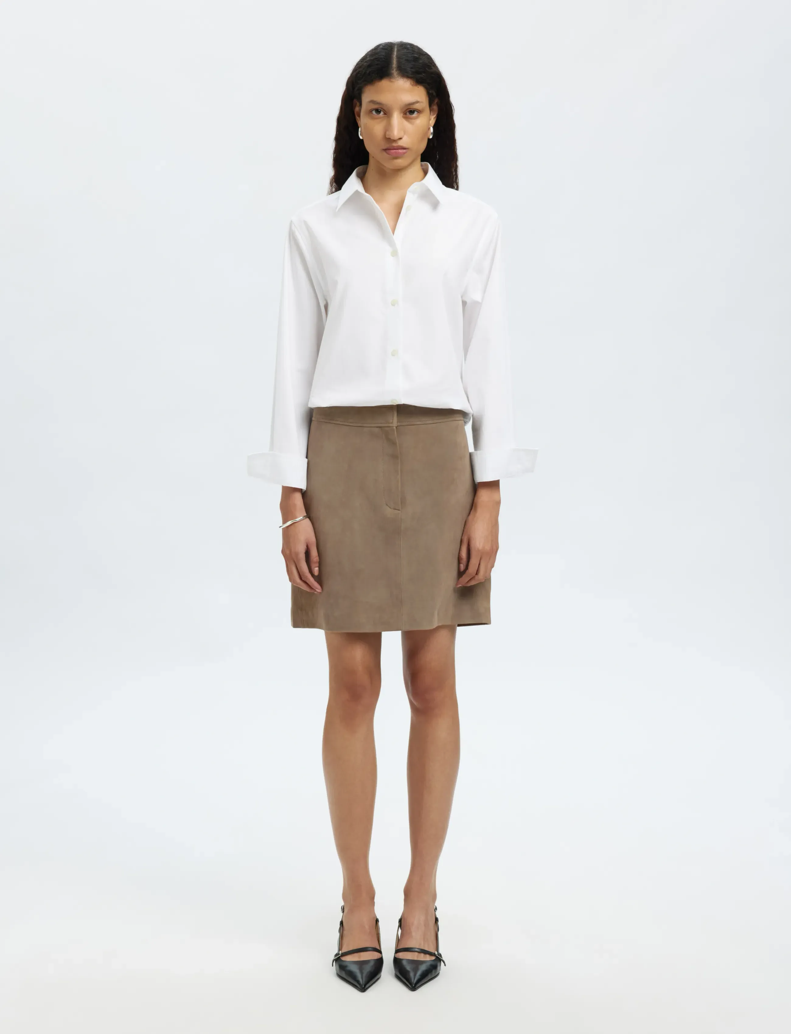 Selected - SLWKAYA MW SUEDE SKIRT NOOS - korte nederdele - fungi - 3