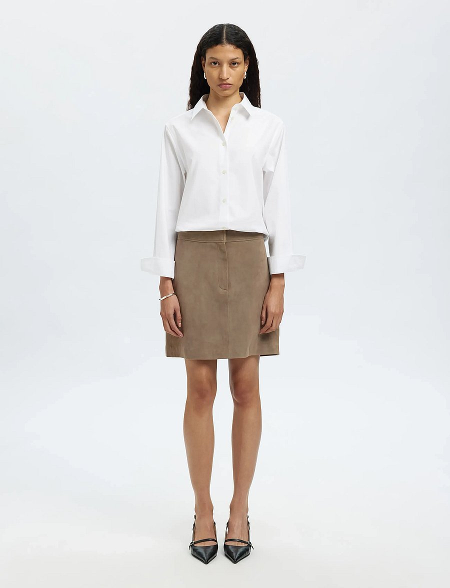 Selected - SLWKAYA MW SUEDE SKIRT NOOS - korte nederdele - fungi - 3