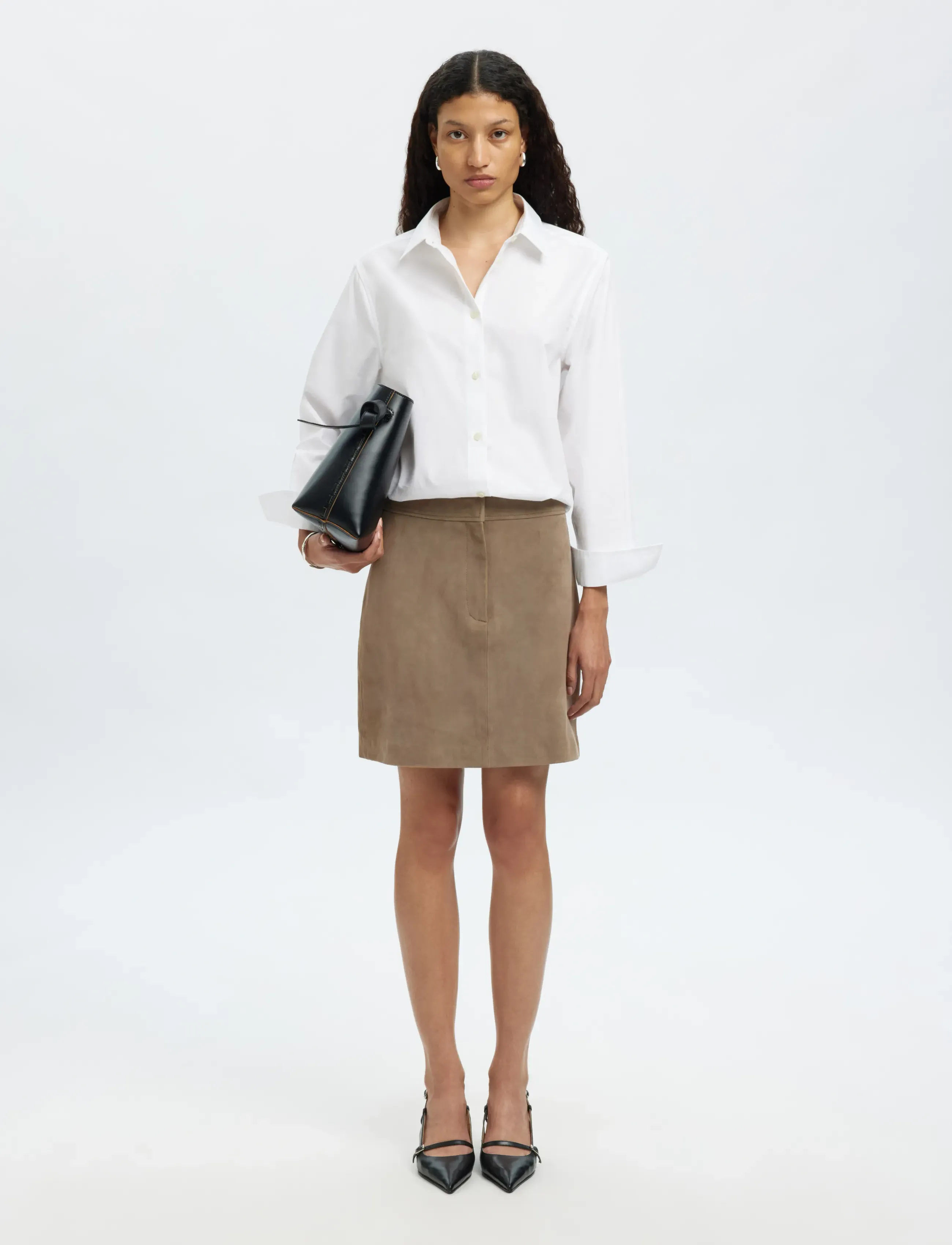 Selected - SLWKAYA MW SUEDE SKIRT NOOS - korte nederdele - fungi - 5