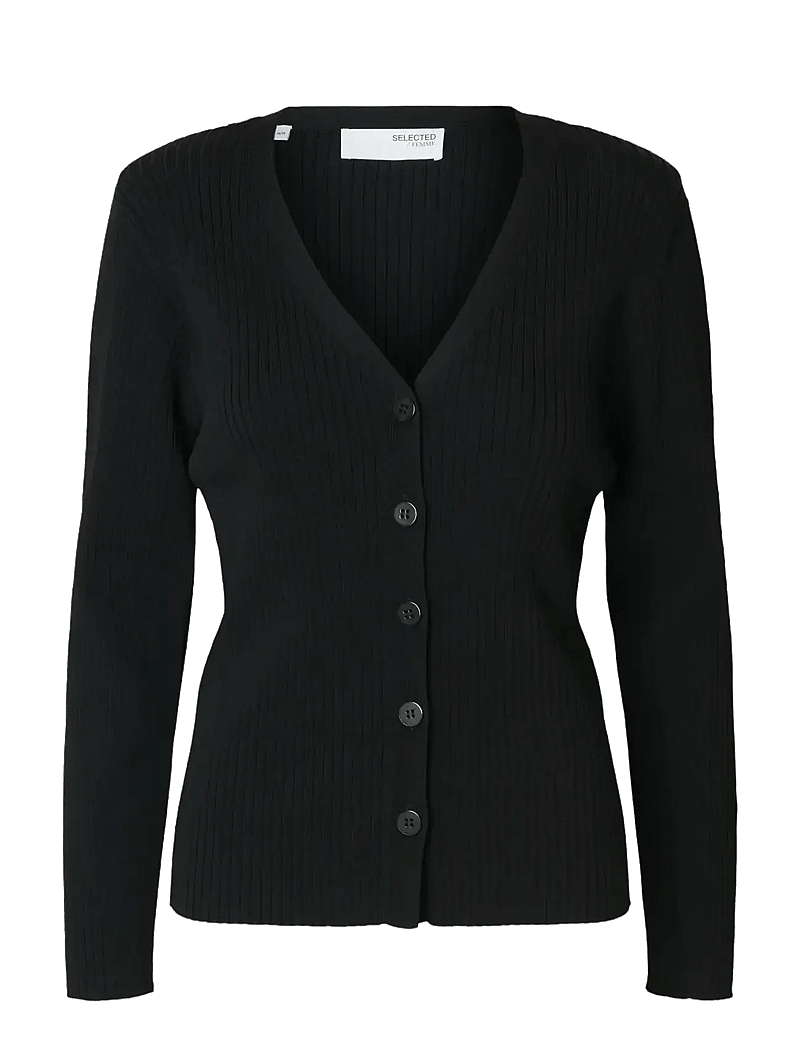 Selected - SLFCARLY LS KNIT CARDIGAN - cardigans - black - 1