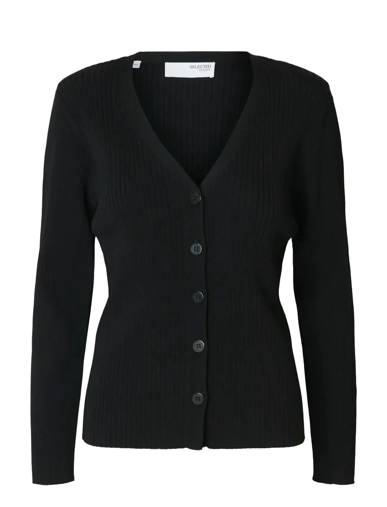 Selected SLFCARLY LS KNIT CARDIGAN - Tøj - BLACK / black