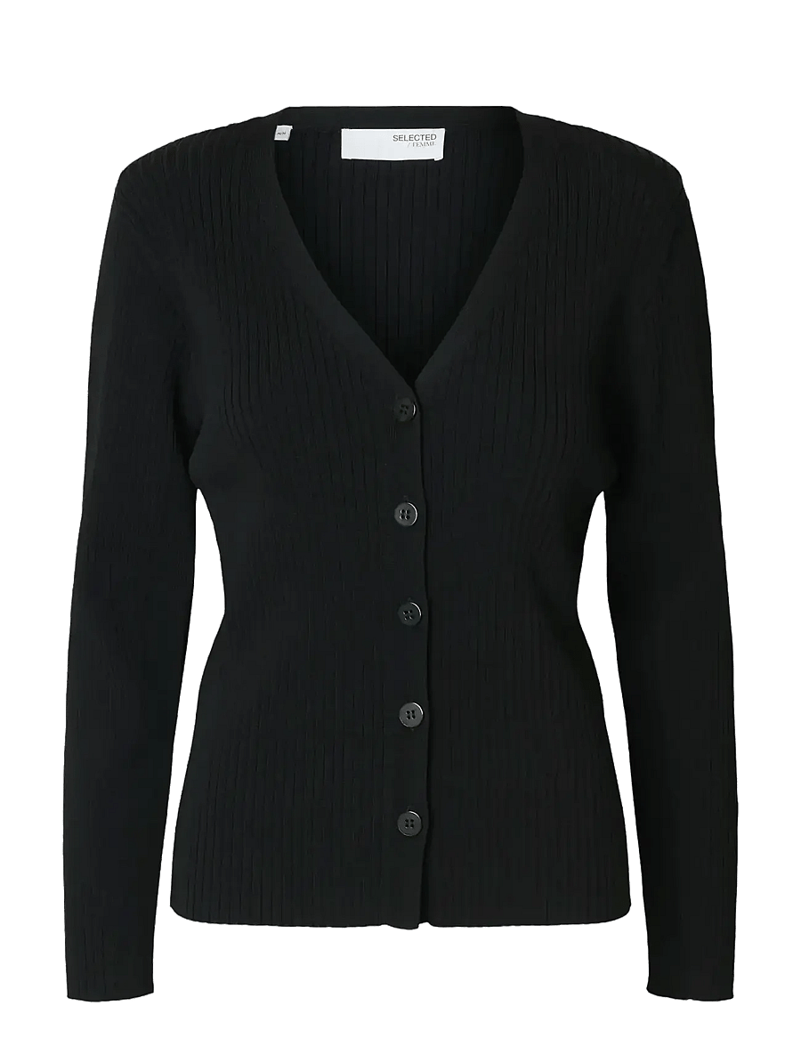 Selected - SLFCARLY LS KNIT CARDIGAN - strickjacken - black - 1