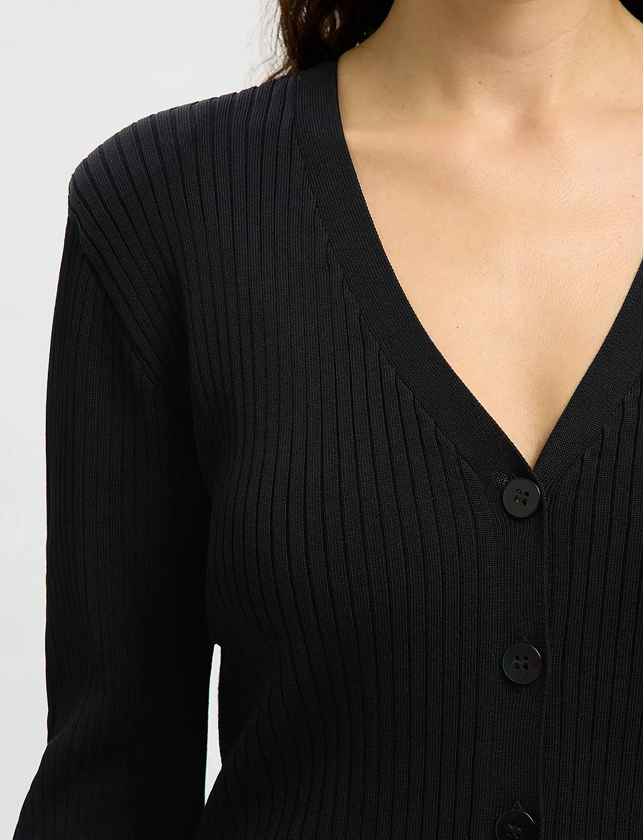 Selected - SLFCARLY LS KNIT CARDIGAN - strickjacken - black - 5